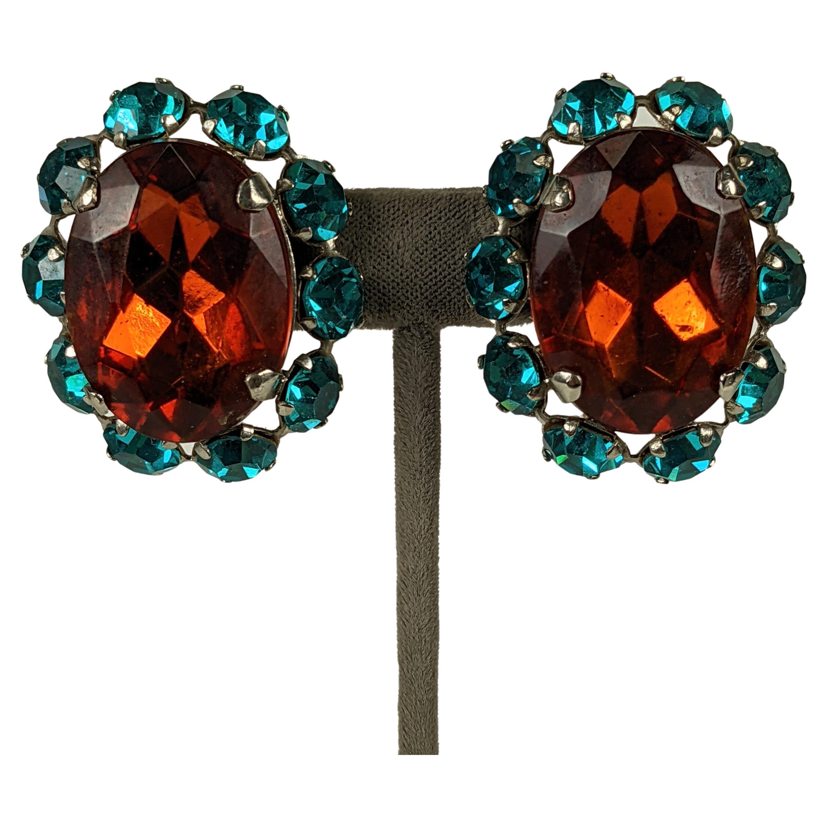 Oversized French Crystal Earrings For Sale