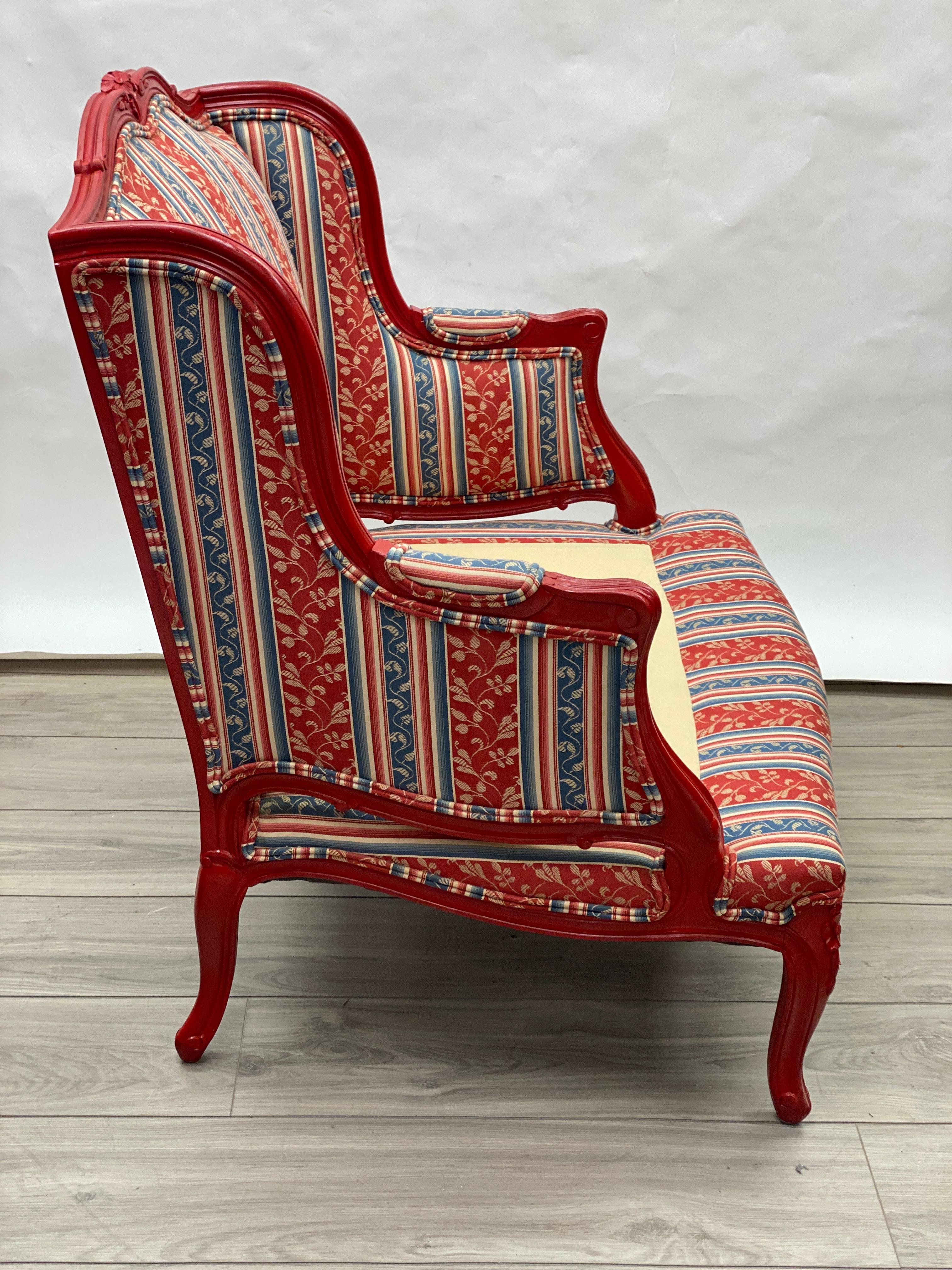 Oversized French Louis XV Style Bergere Chair with Ottoman For Sale 2