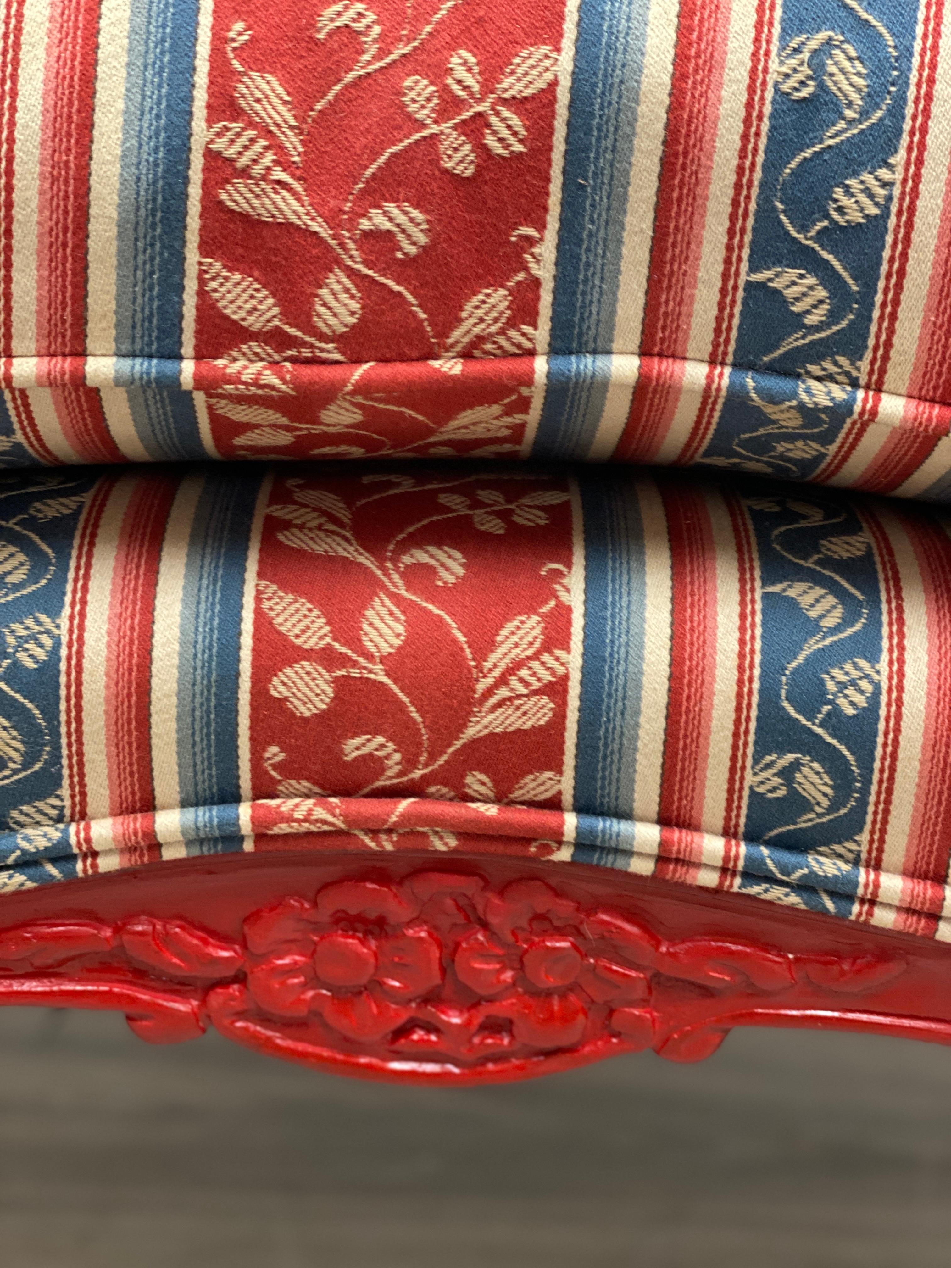 Oversized French Louis XV Style Bergere Chair with Ottoman 4