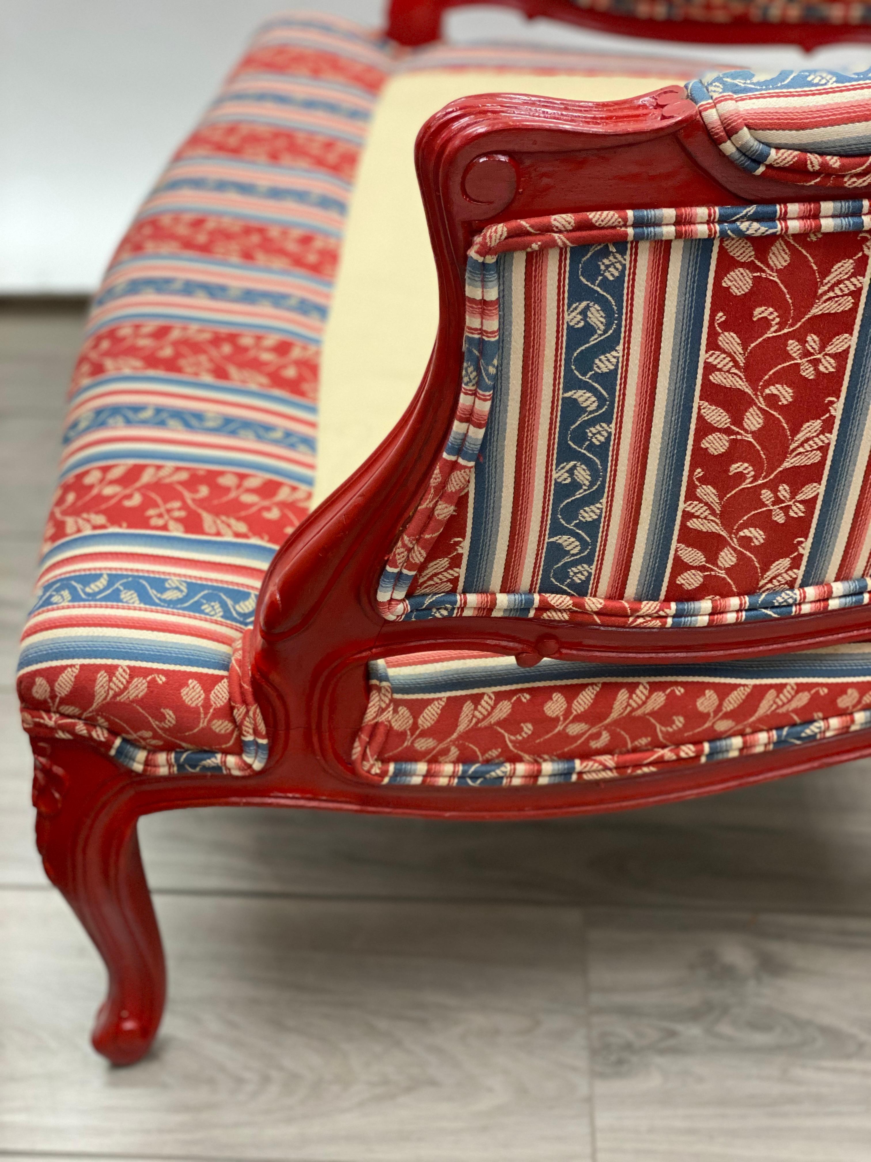 Late 19th Century Oversized French Louis XV Style Bergere Chair with Ottoman