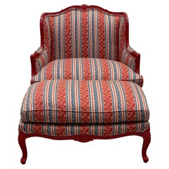 Französischer Bergere-Stuhl im Louis-XV-Stil in Übergröße mit Ottomane