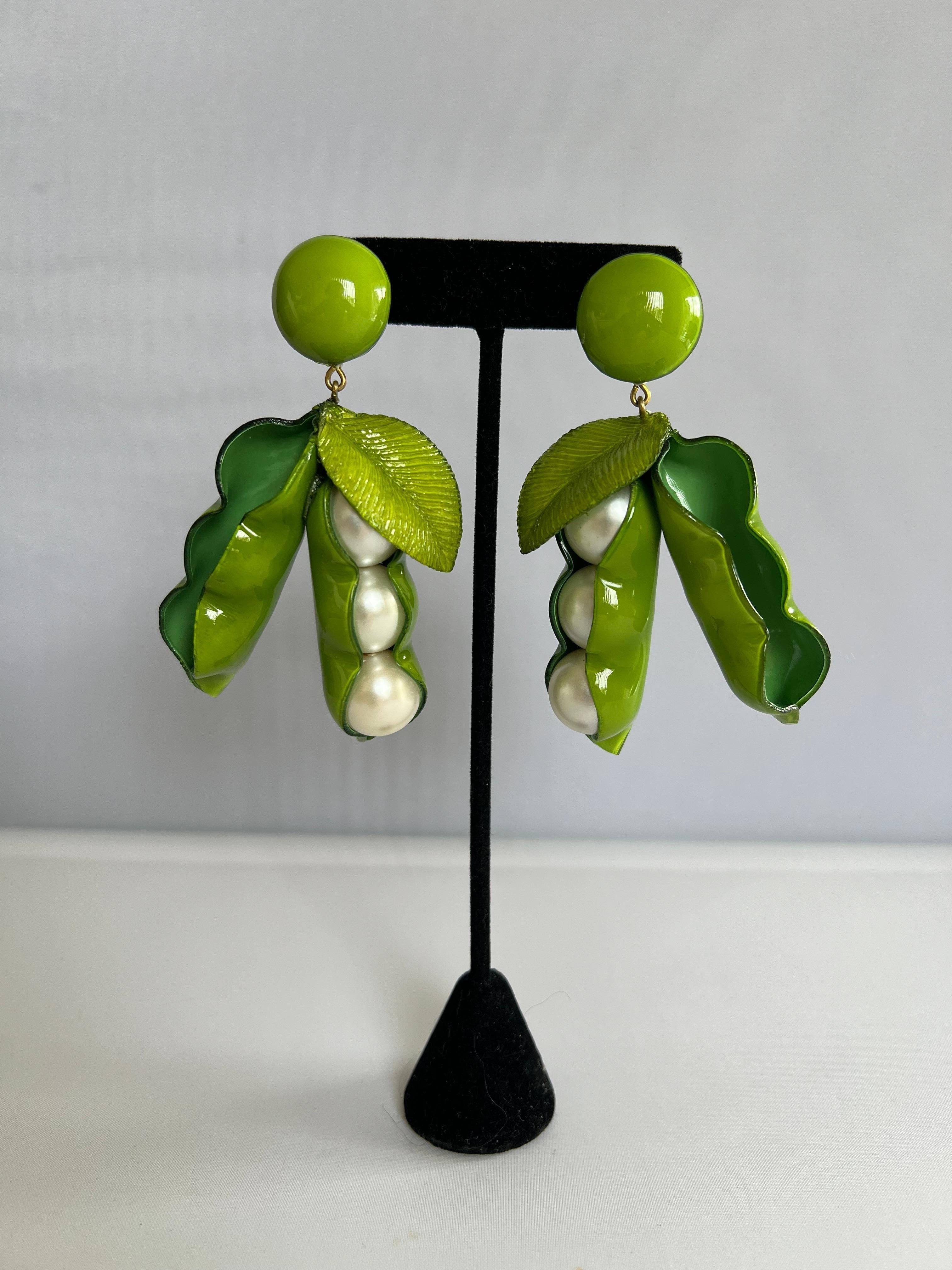 Contemporary Oversized French Peapod Statement Earrings  For Sale