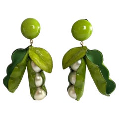 Oversized French Peapod Statement Earrings 