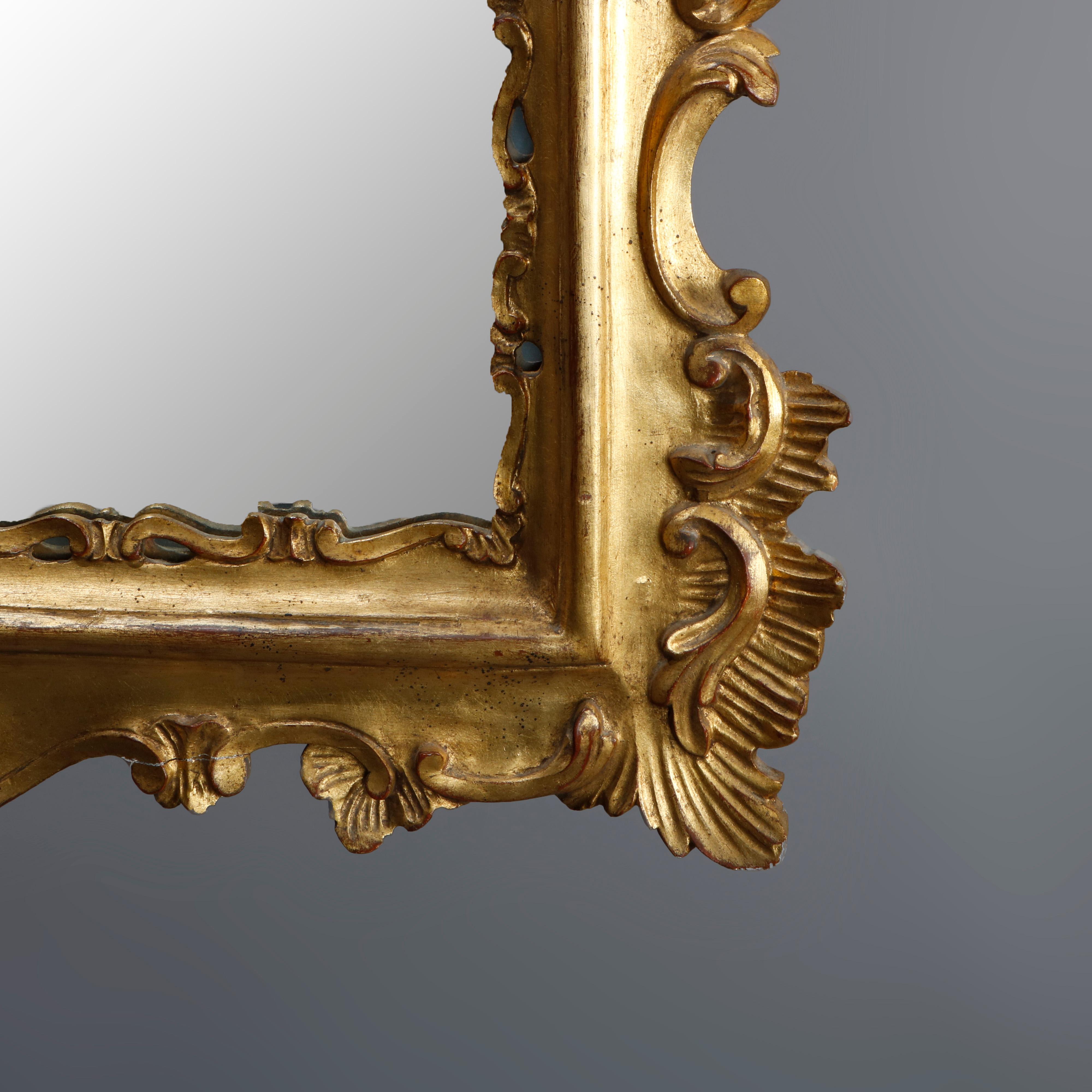 Oversized French Rococo Style Giltwood over Mantel Mirror, 20th Century In Good Condition In Big Flats, NY