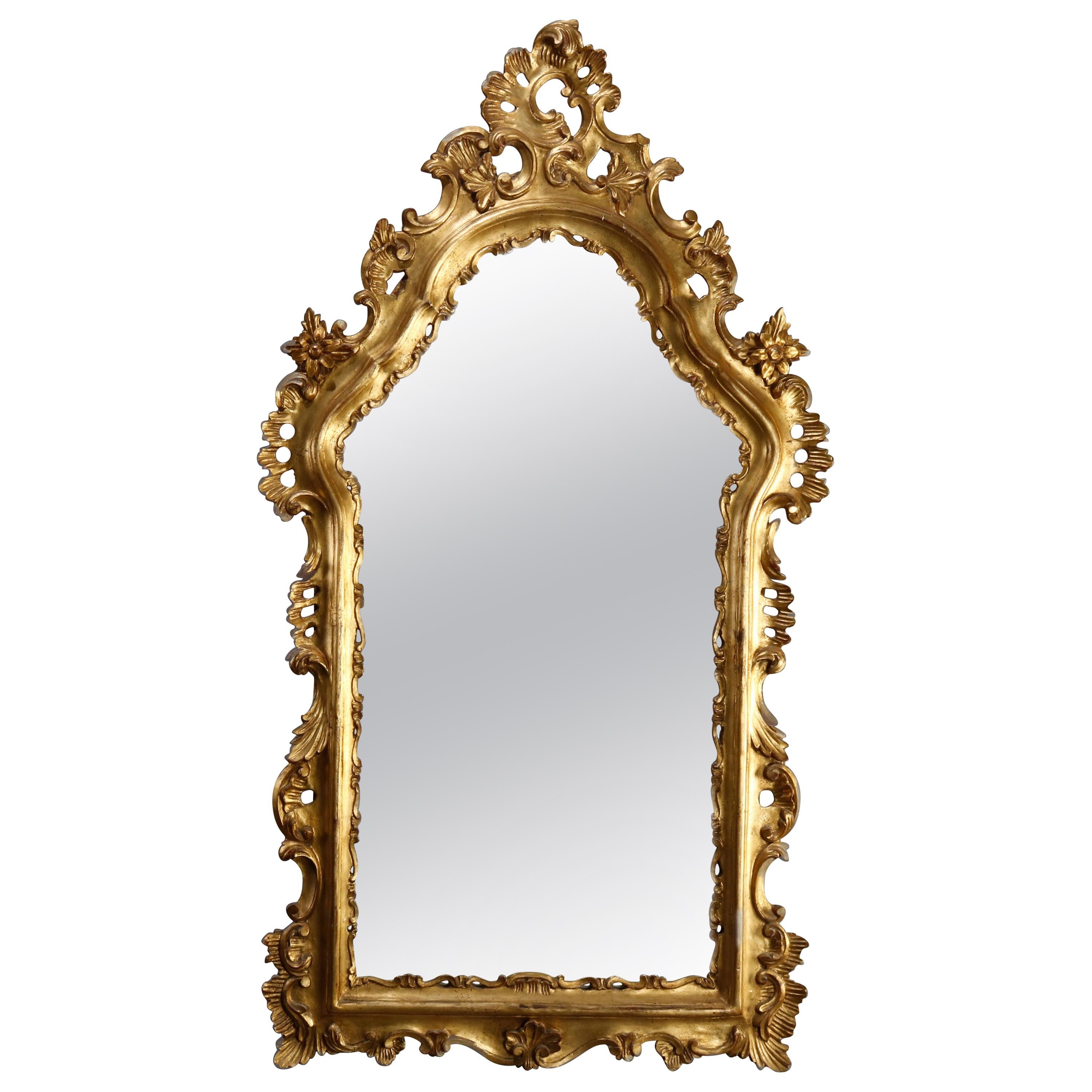 Oversized French Rococo Style Giltwood over Mantel Mirror, 20th Century