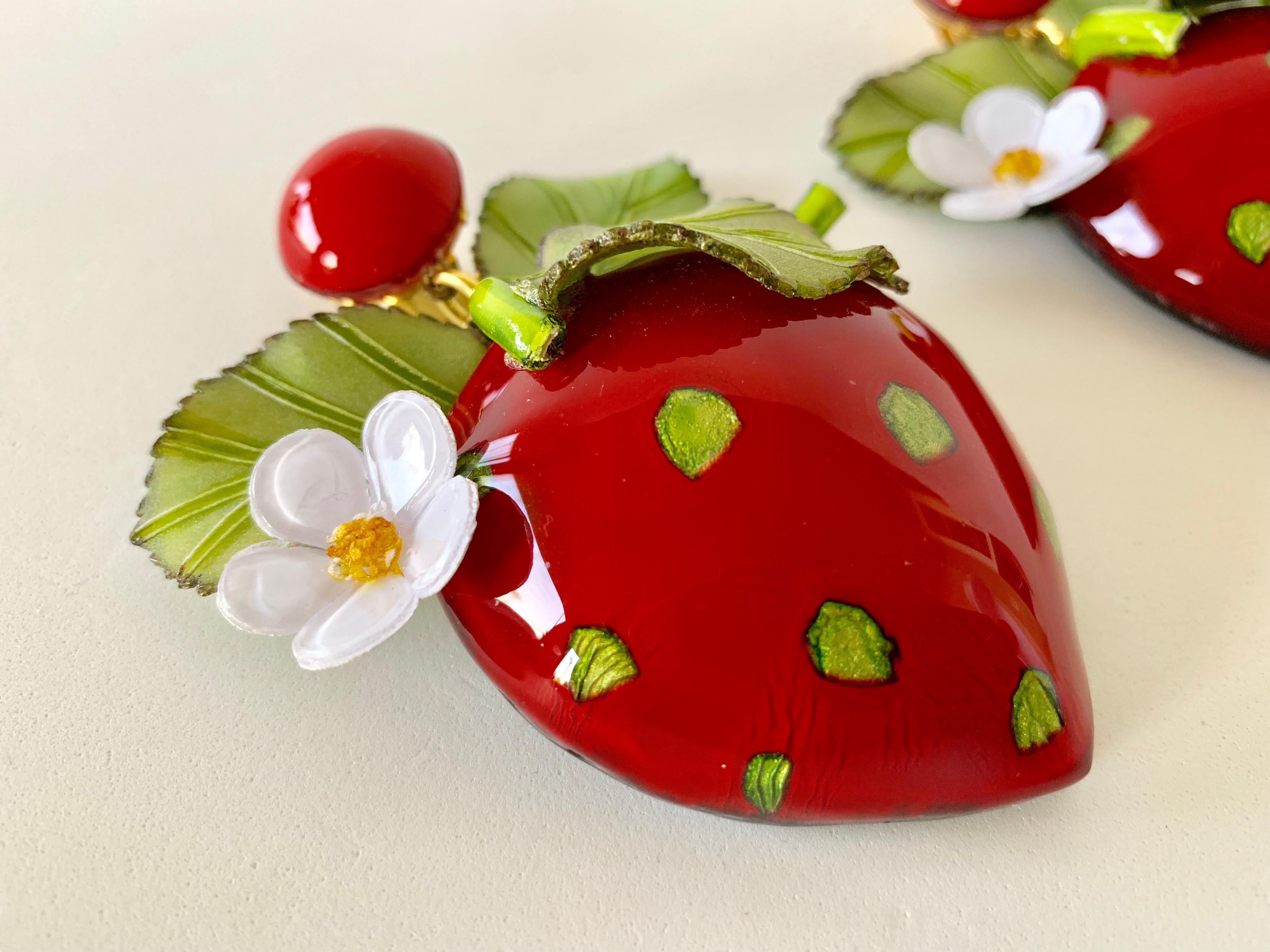 Oversized French Strawberry Statement Earrings  1