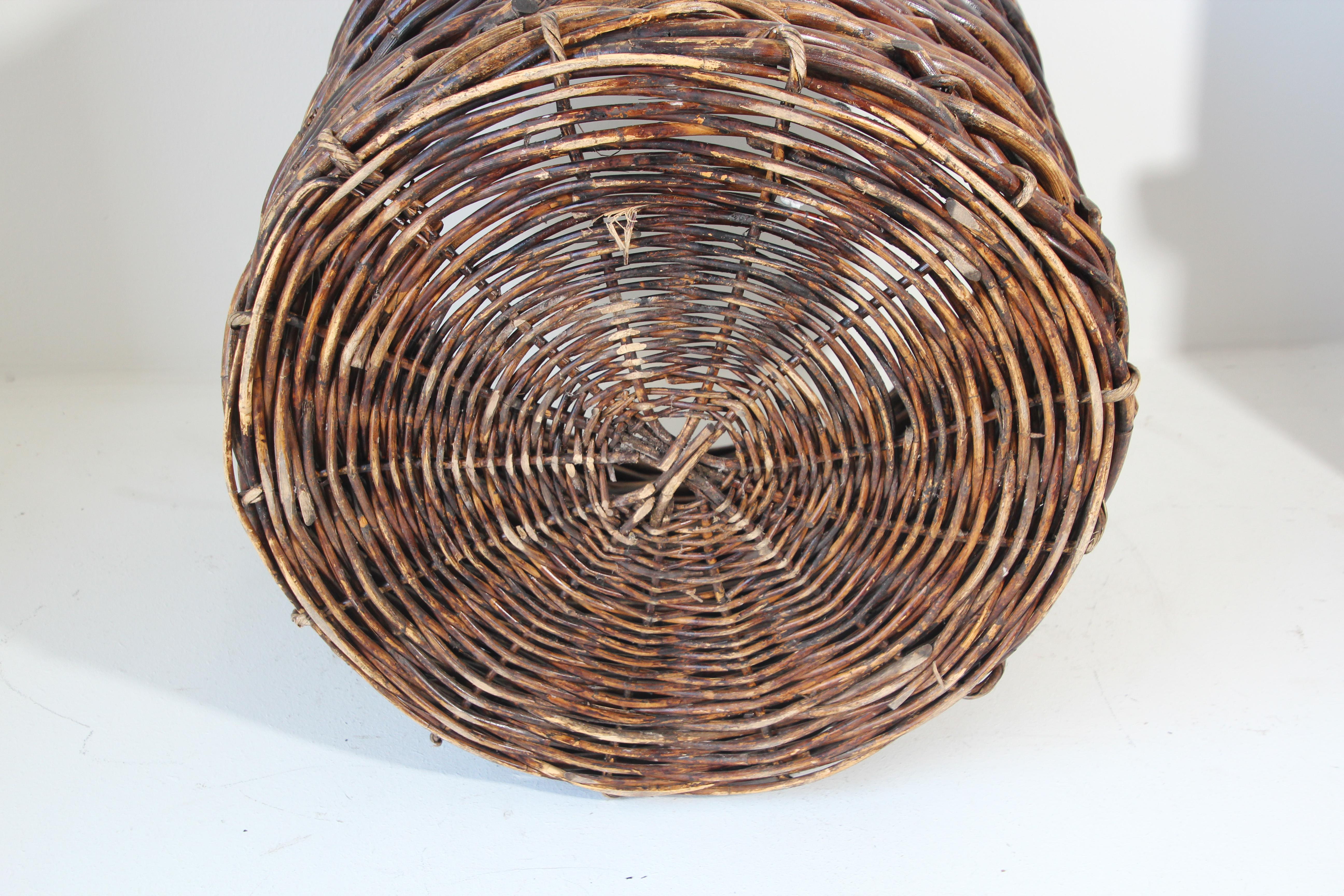 Oversized French Vintage Harvest Wicker Basket 4
