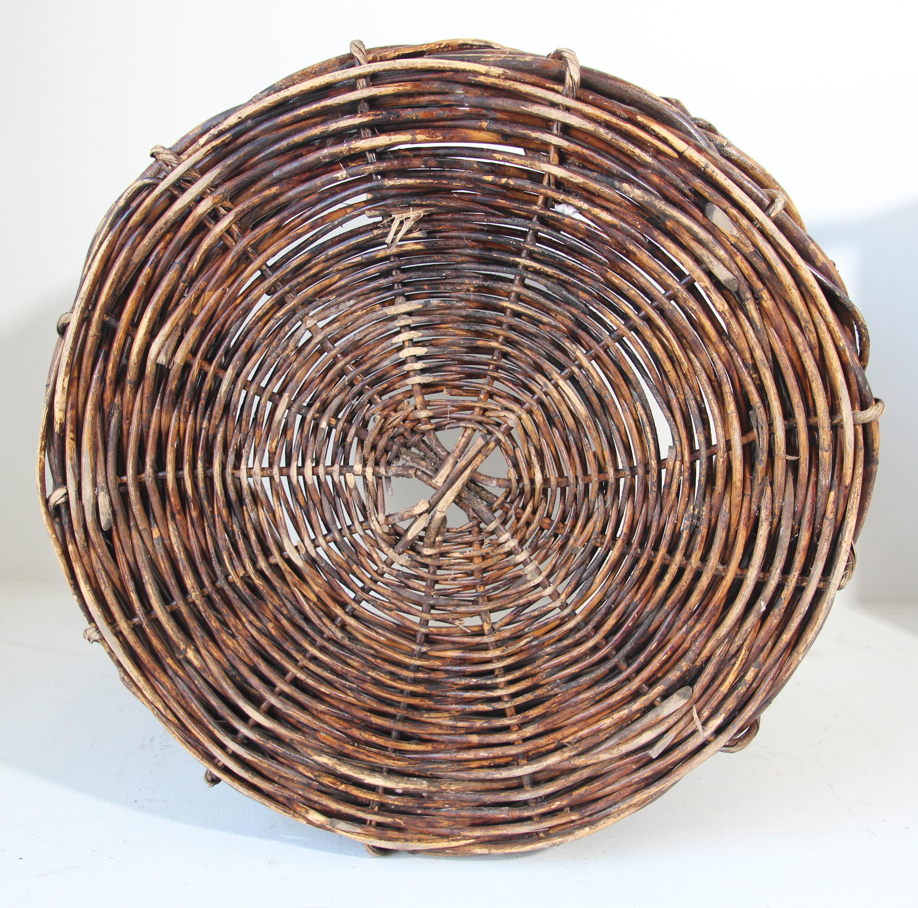 Oversized French Vintage Harvest Wicker Basket 5