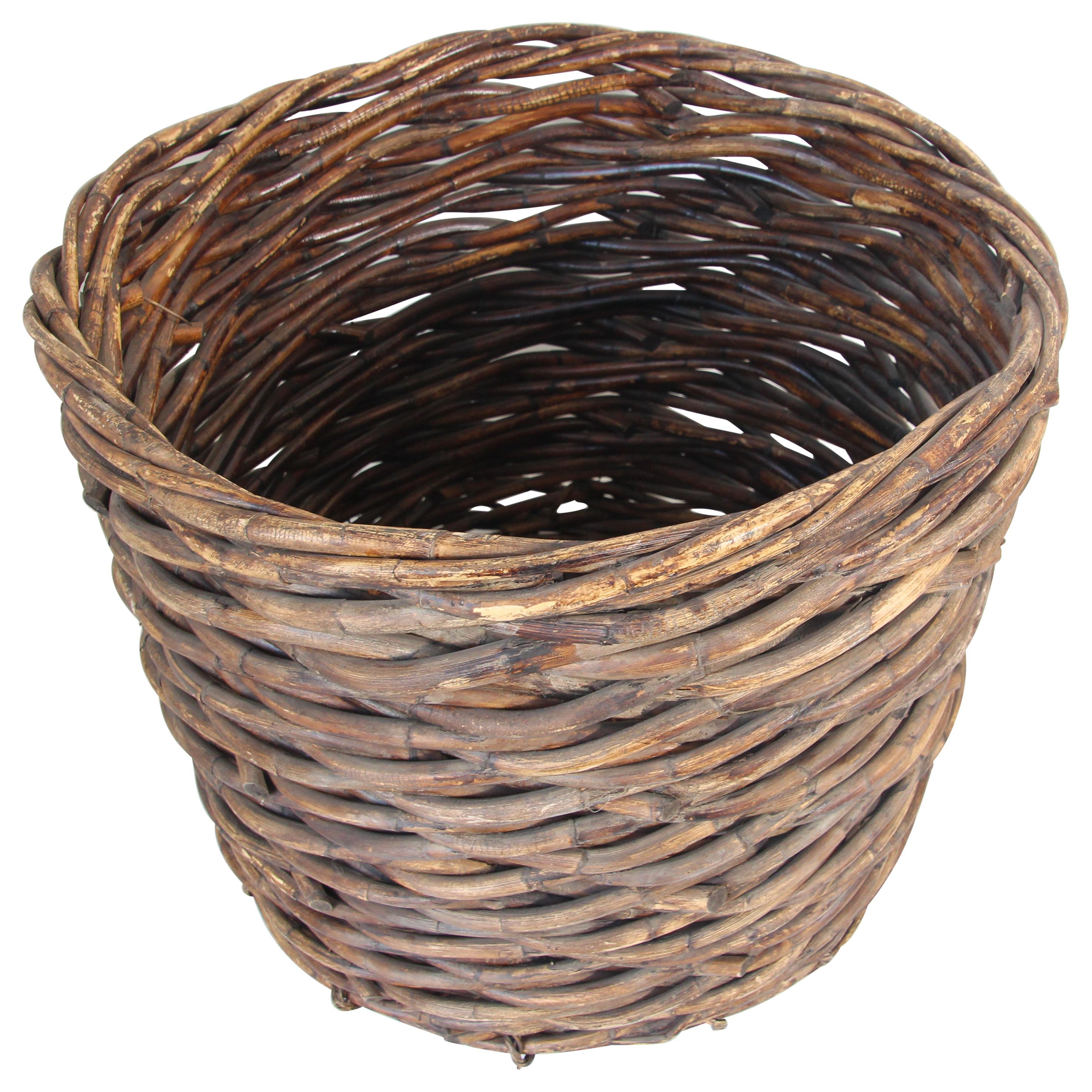 Oversized French Vintage Harvest Wicker Basket
