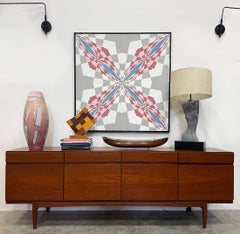 Cuadro abstracto Op Art de gran tamaño de Gabe Silverman de los años 80, recién enmarcado