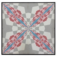 Cuadro abstracto Op Art de gran tamaño de Gabe Silverman de los años 80, recién enmarcado