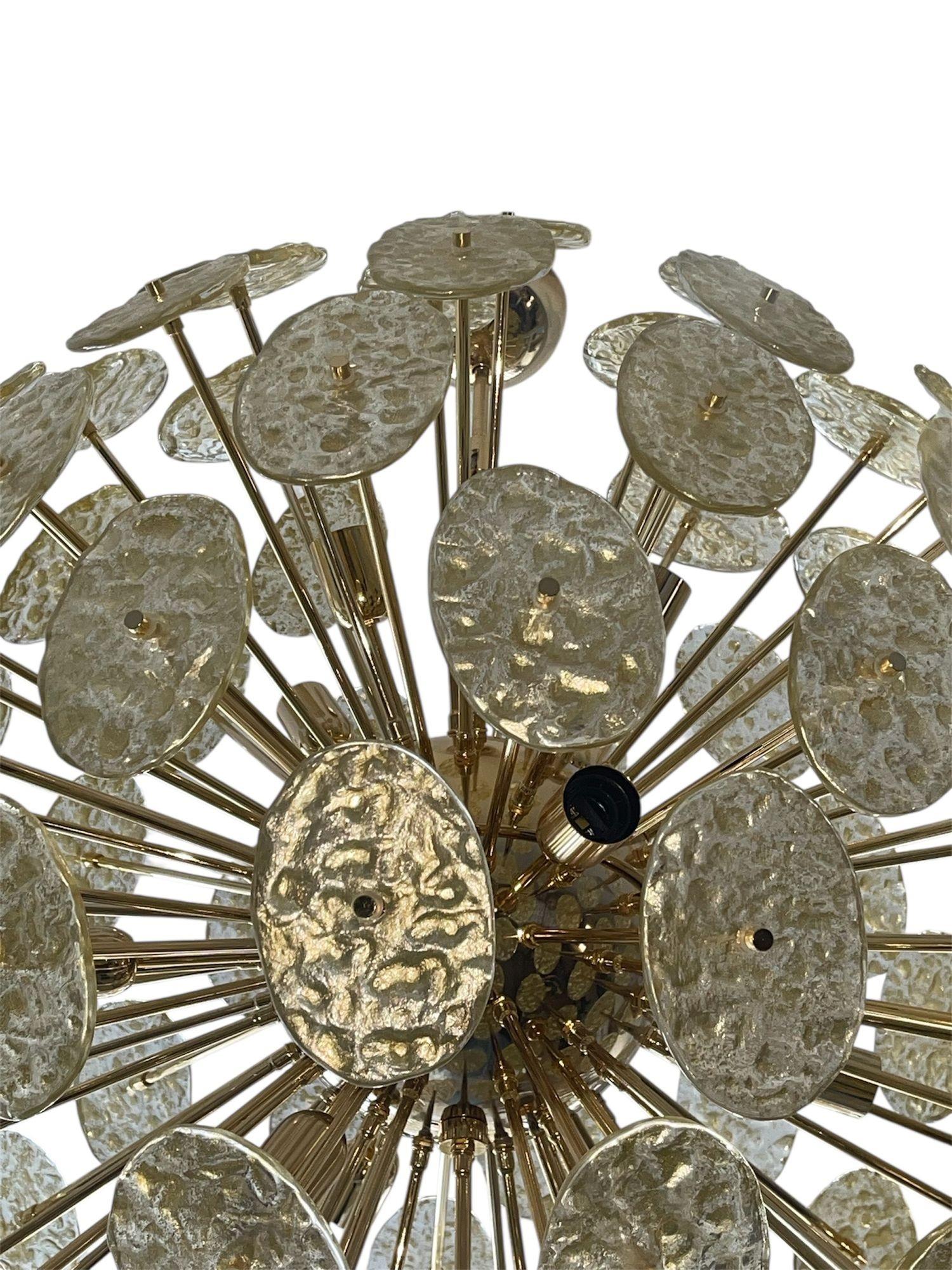 Lustre Sputnik surdimensionné en verre de Murano texturé, Italie, années 1980 Excellent état - En vente à Los Angeles, CA