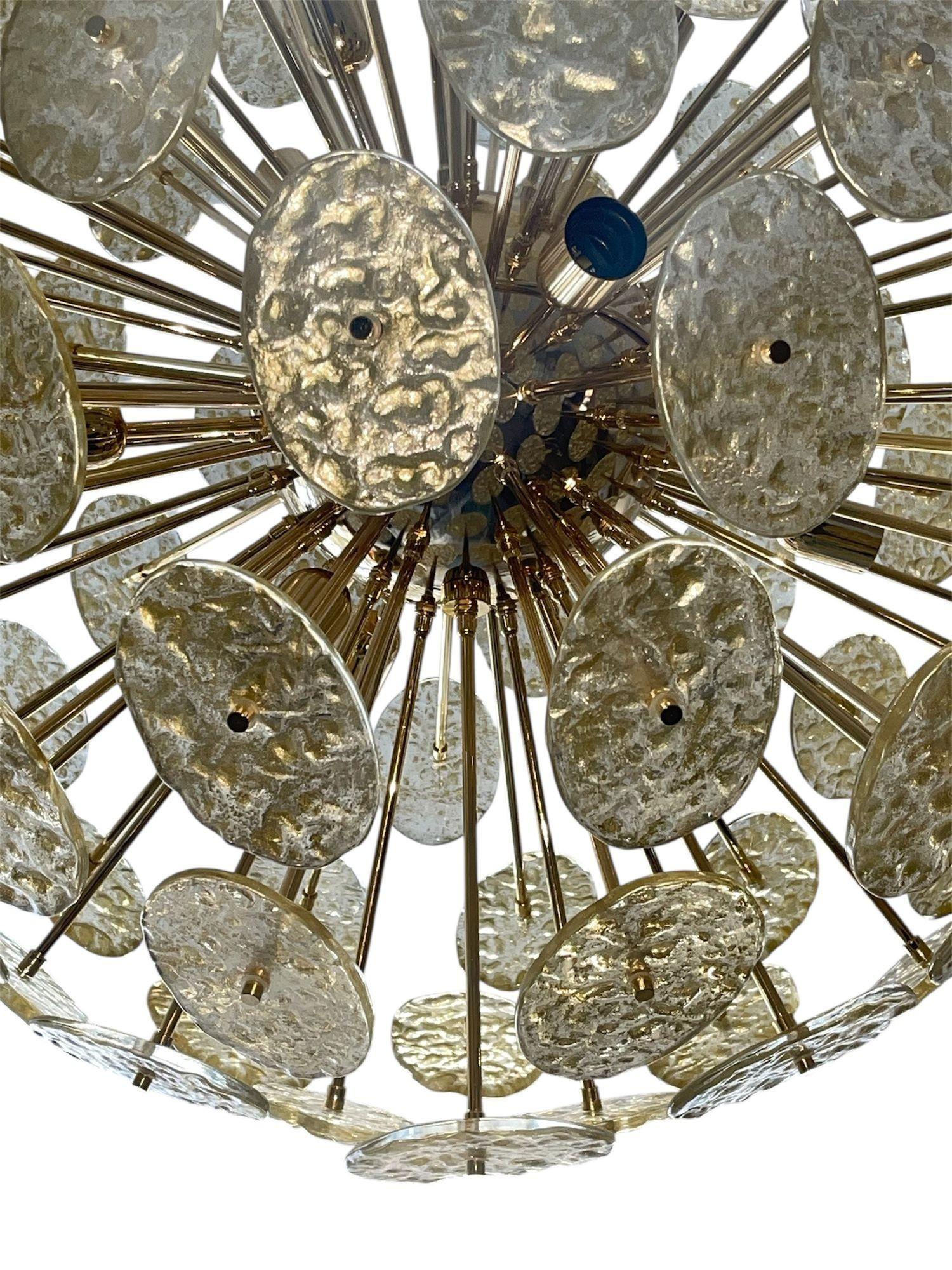 Fin du 20e siècle Lustre Sputnik surdimensionné en verre de Murano texturé, Italie, années 1980 en vente
