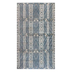 Oversized Geometric Swedish Style Blue Grey Handmade Rug by Doris Leslie Blau