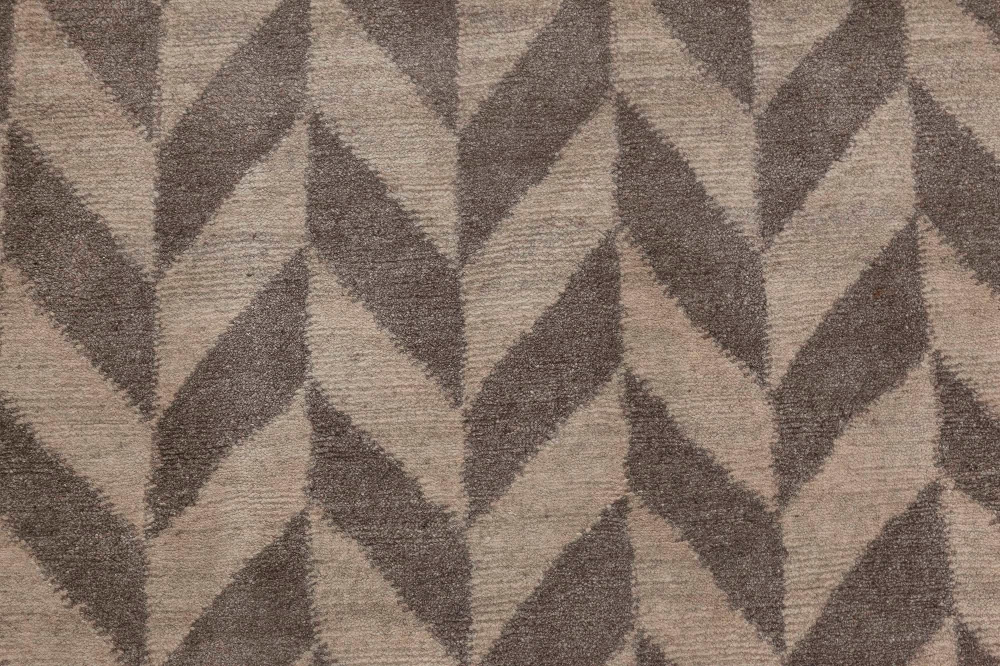 Moderno Tappeto Terra Geometrico Oversize in Lana Naturale di Doris Leslie Blau in vendita