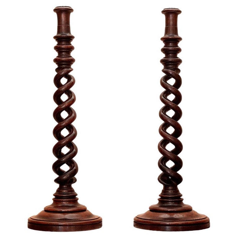 Oversized Barley Twist Candle Sticks For Sale at 1stDibs