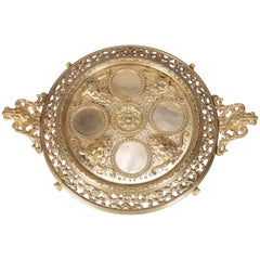 Oversized Gilt Bronze French Baroque Style Satyr Goblet Serving Tray