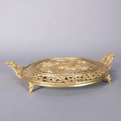 Oversized Gilt Bronze French Baroque Style Satyr Goblet Serving Tray