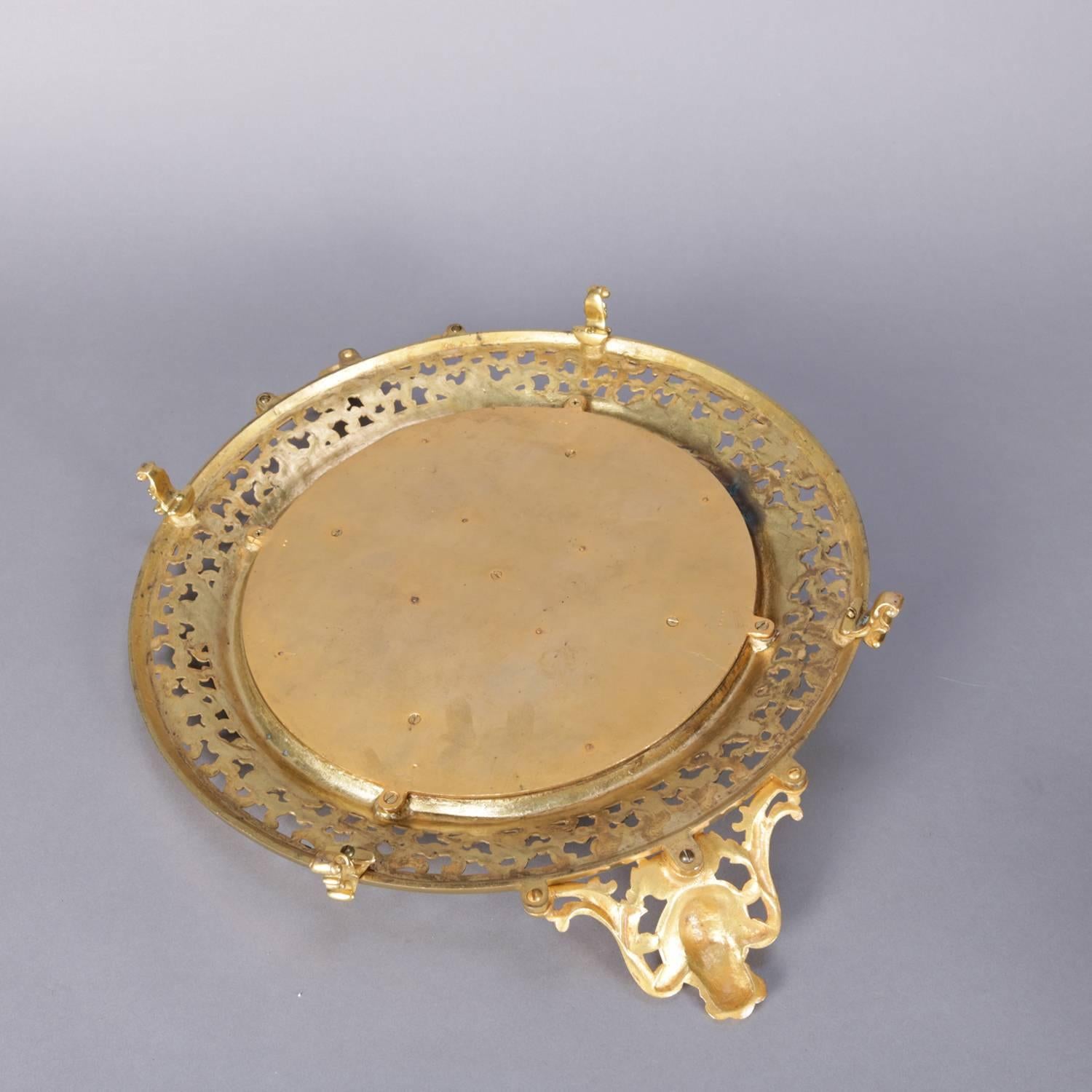19th Century Oversized Gilt Bronze French Baroque Style Satyr Goblet Serving Tray