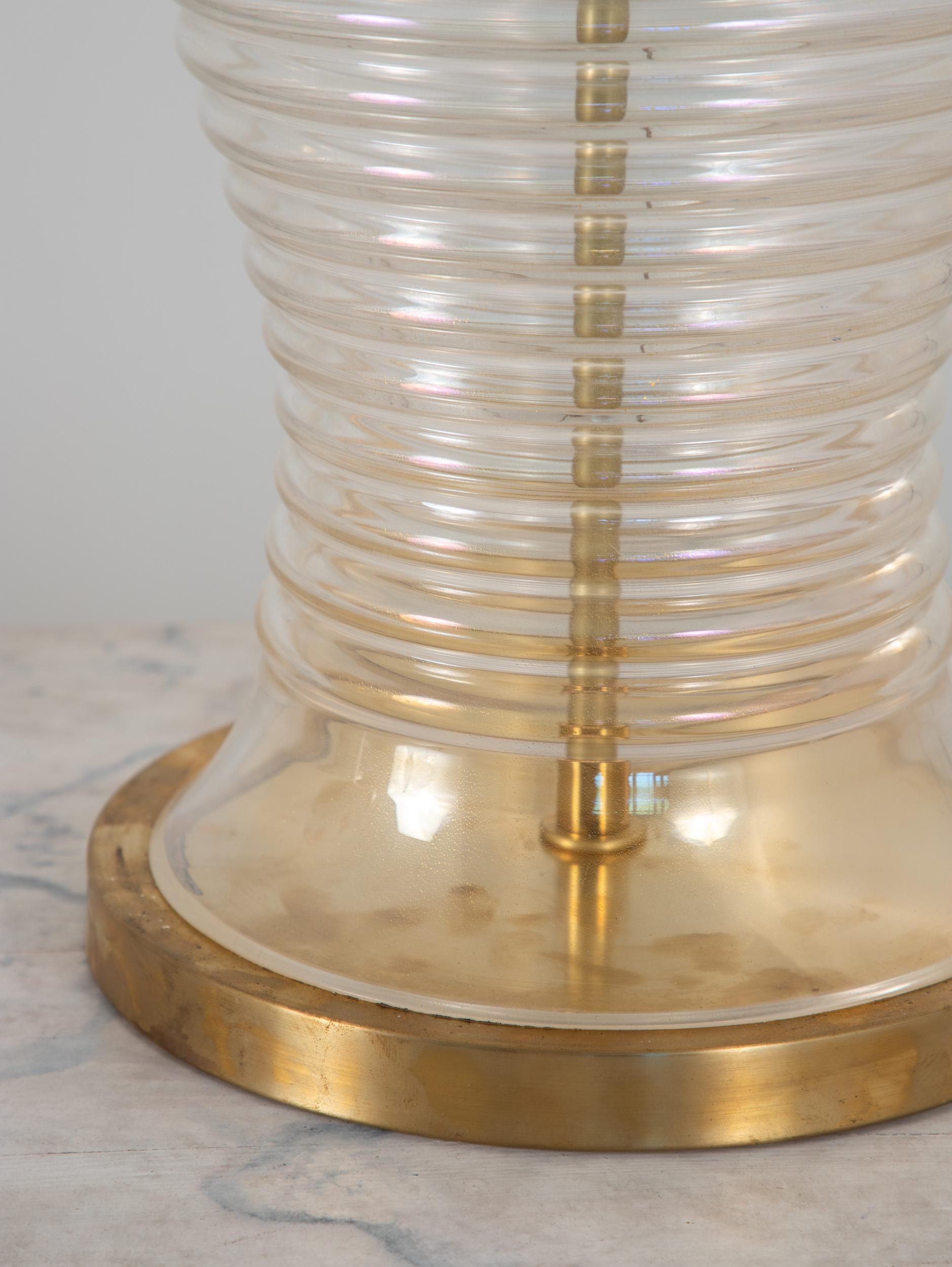Oversized Glass & Brass Table Lamp For Sale 5