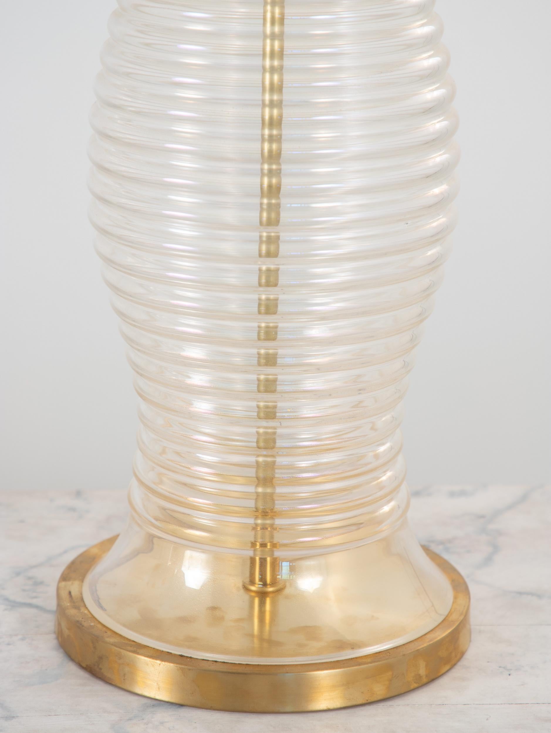 Oversized Glass & Brass Table Lamp For Sale 1