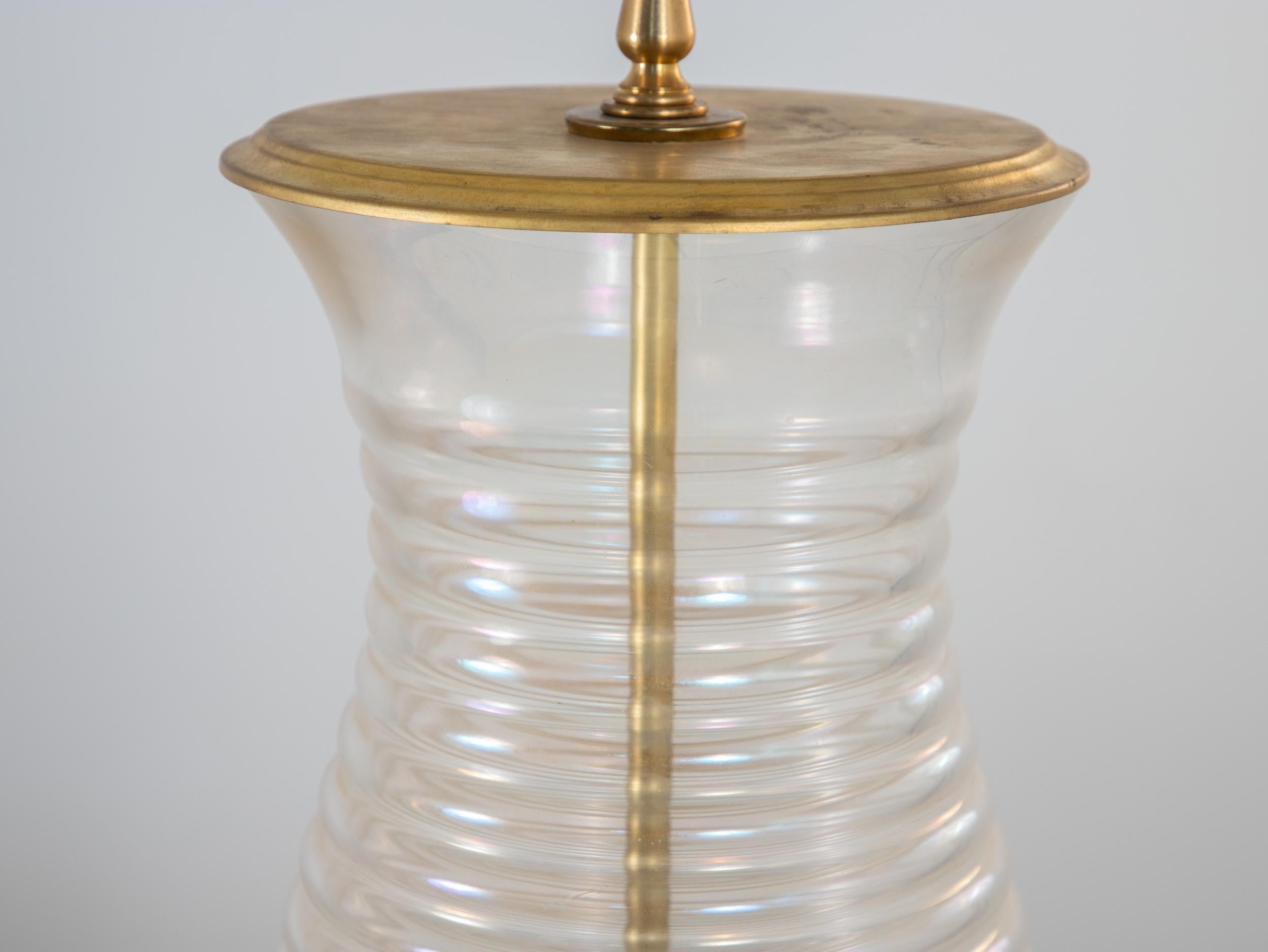 Oversized Glass & Brass Table Lamp For Sale 4
