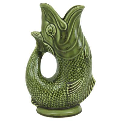 English Pair of Majolica Gurgling Fish Pitchers at 1stDibs