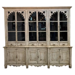 Oversized Glazed China Cabinet with Adjustable Shelves and Glass Doors