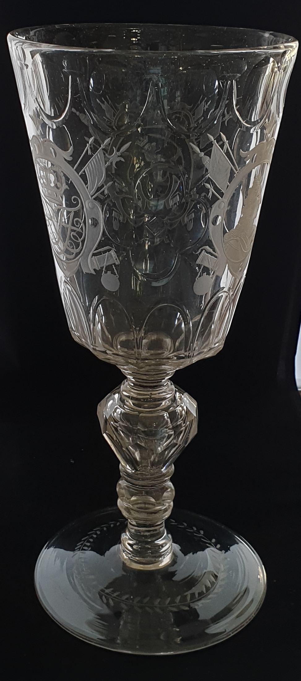18th Century Oversized Goblet, Engraved with the King of Denmark & Norway, 1725