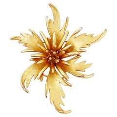 Oversized Gold Flower Figural Brooch By Coro, 1960s