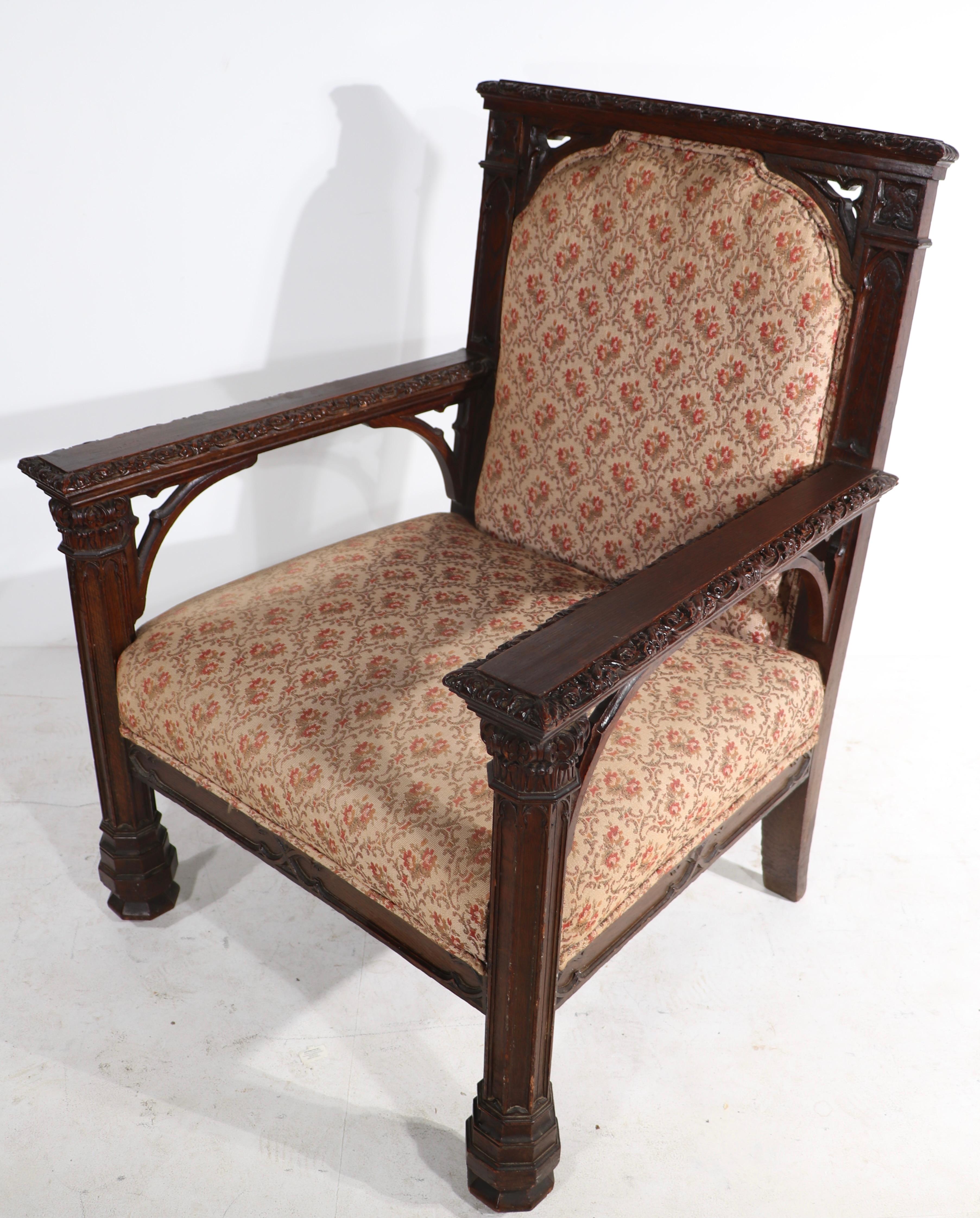 Oversized Gothic Revival Throne Armchair For Sale 10