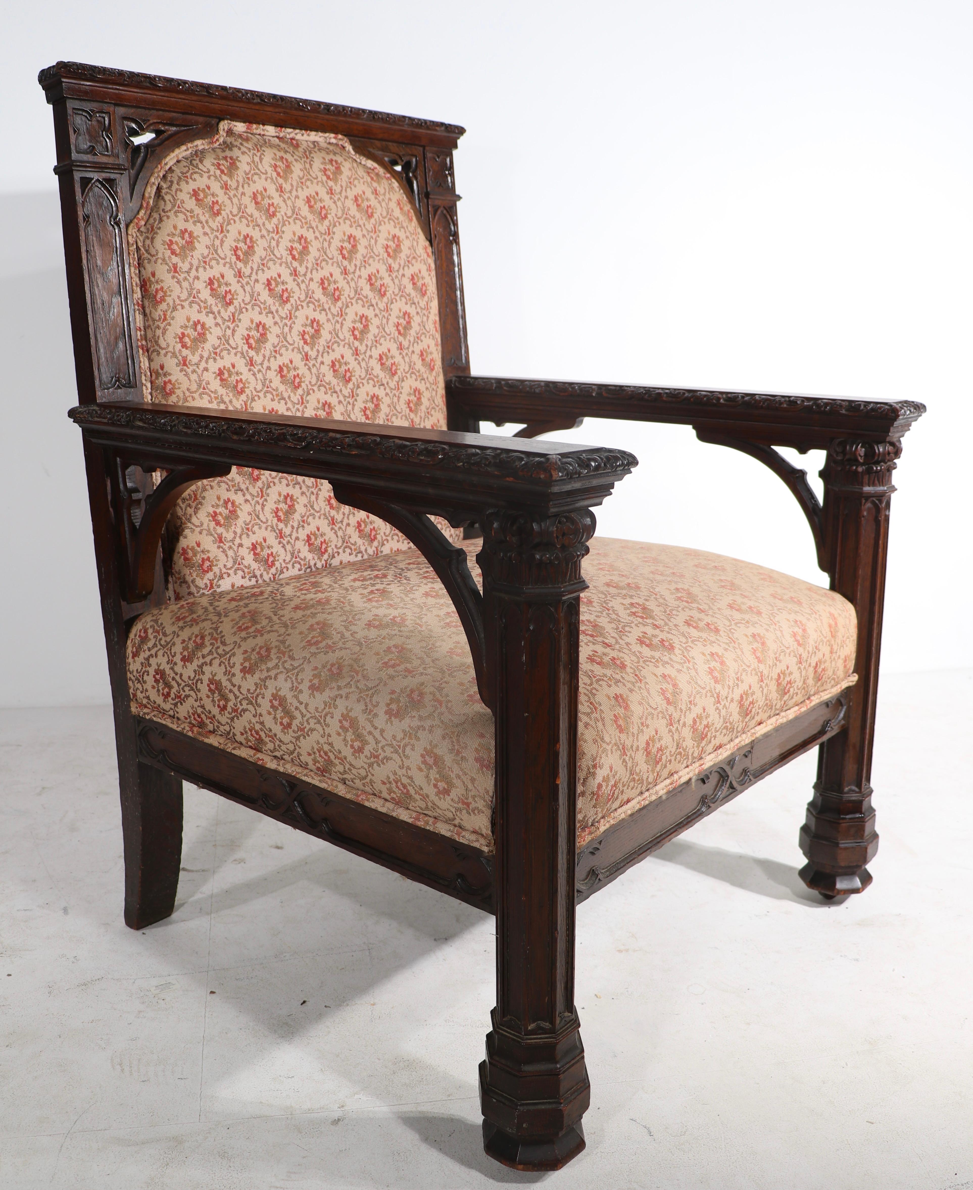 19th Century Oversized Gothic Revival Throne Armchair For Sale
