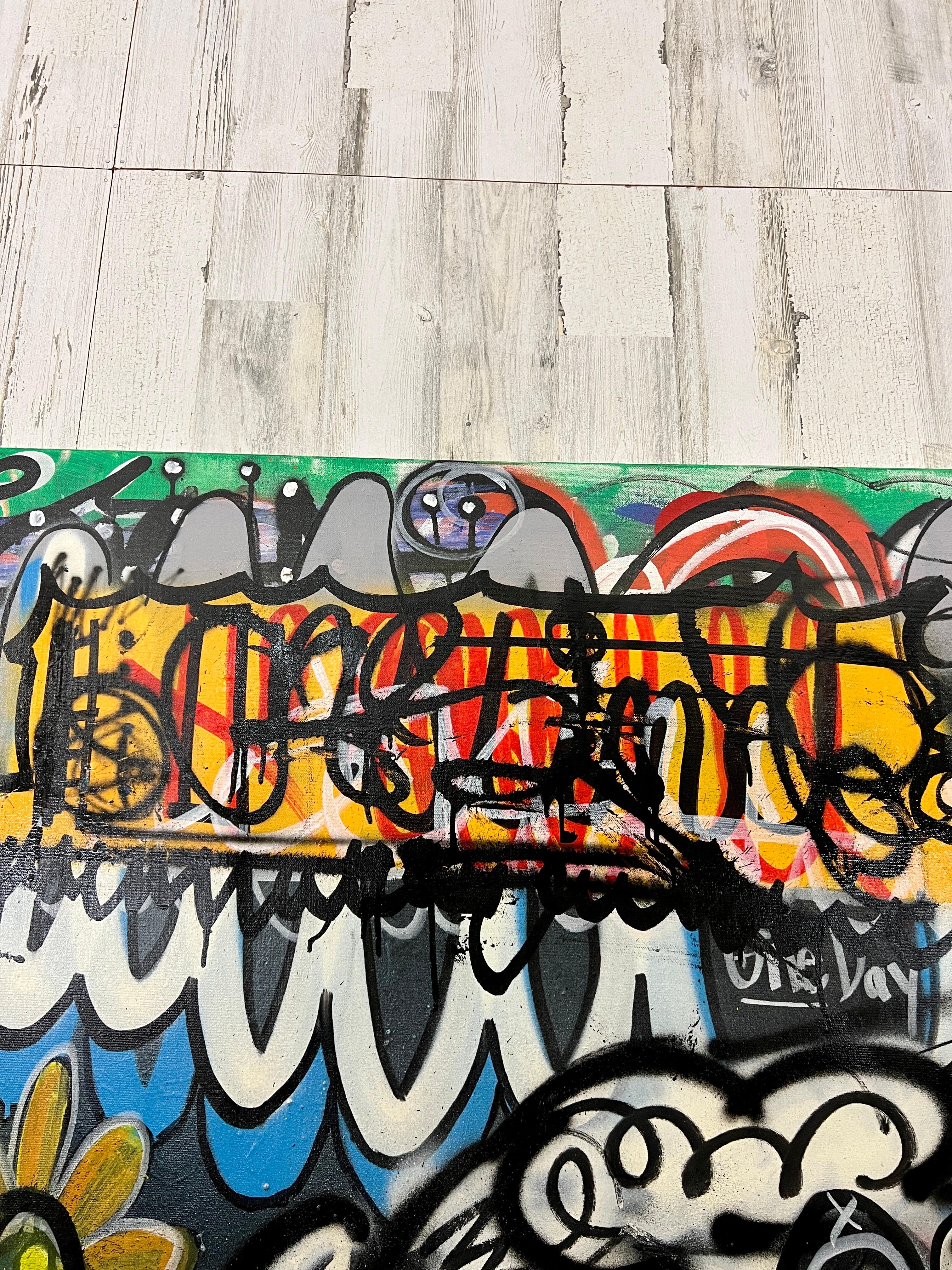 Übergroße Graffiti-Kunst auf Leinwand „Flower Pot“ von Dylan im Angebot 5