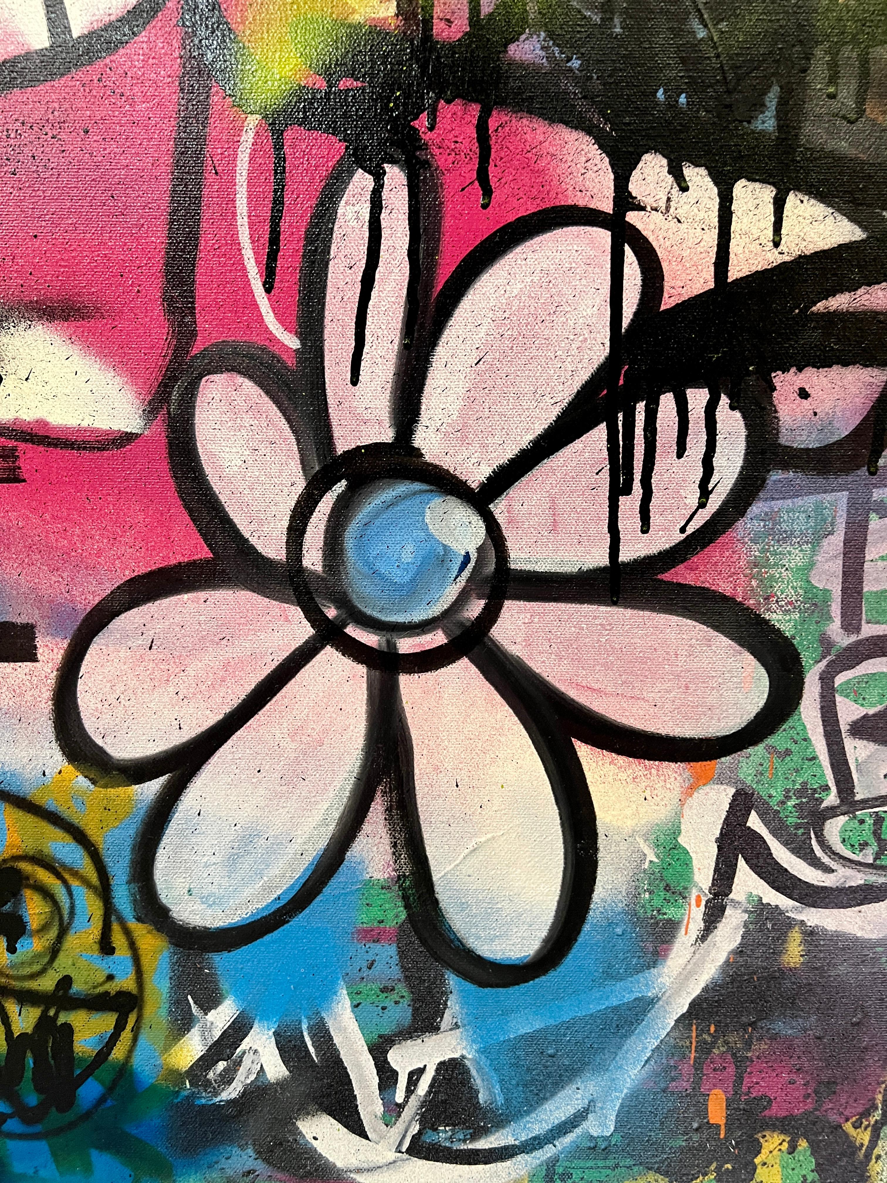 Übergroße Graffiti-Kunst auf Leinwand „Flower Pot“ von Dylan im Angebot 7