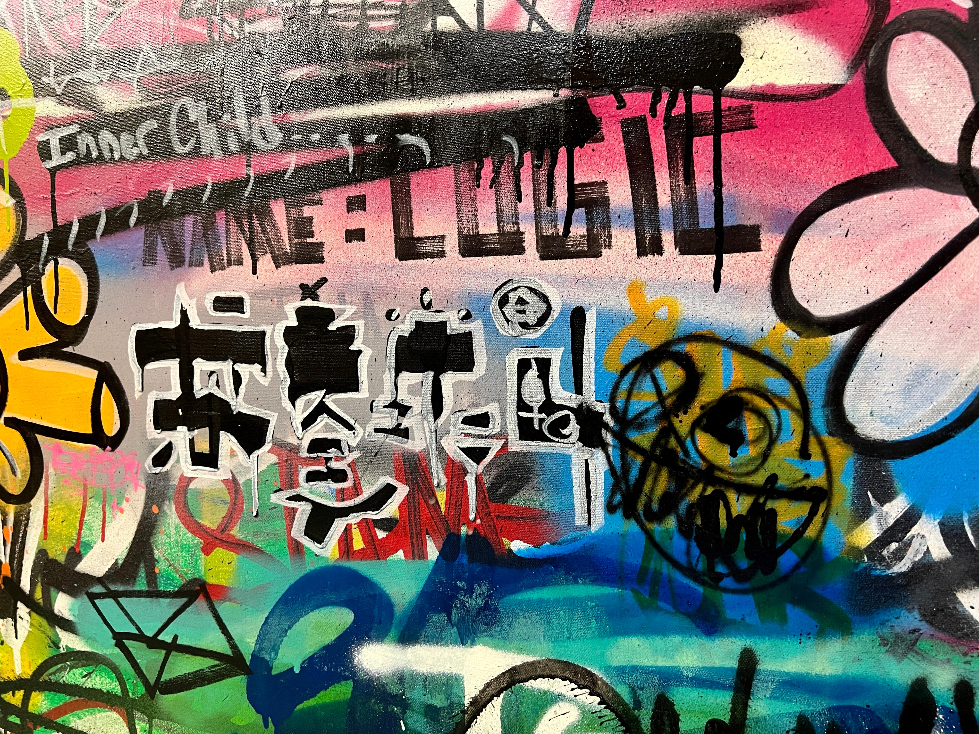 Übergroße Graffiti-Kunst auf Leinwand „Flower Pot“ von Dylan (21. Jahrhundert und zeitgenössisch) im Angebot