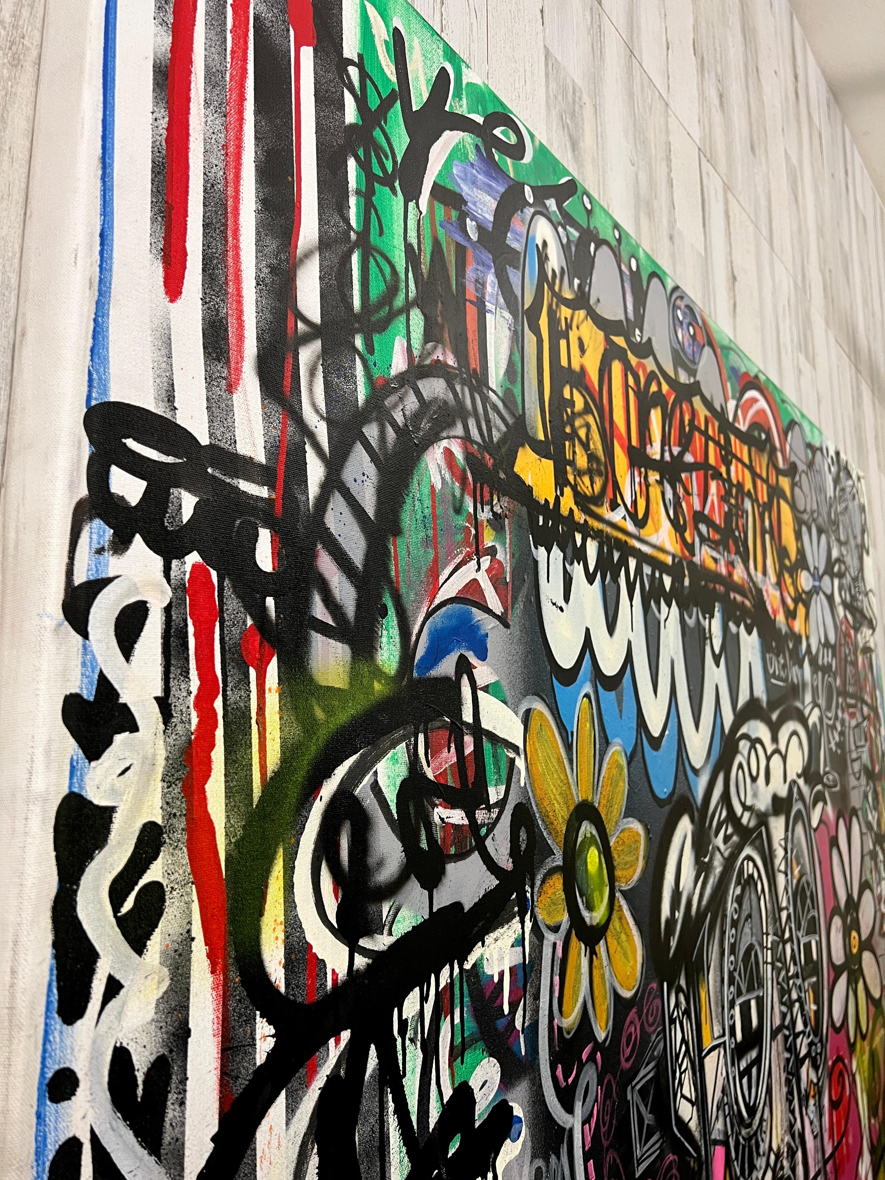 Übergroße Graffiti-Kunst auf Leinwand „Flower Pot“ von Dylan im Angebot 2