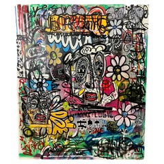 Oversized Graffiti Art on Canvas "Flower Pot" by Dylan