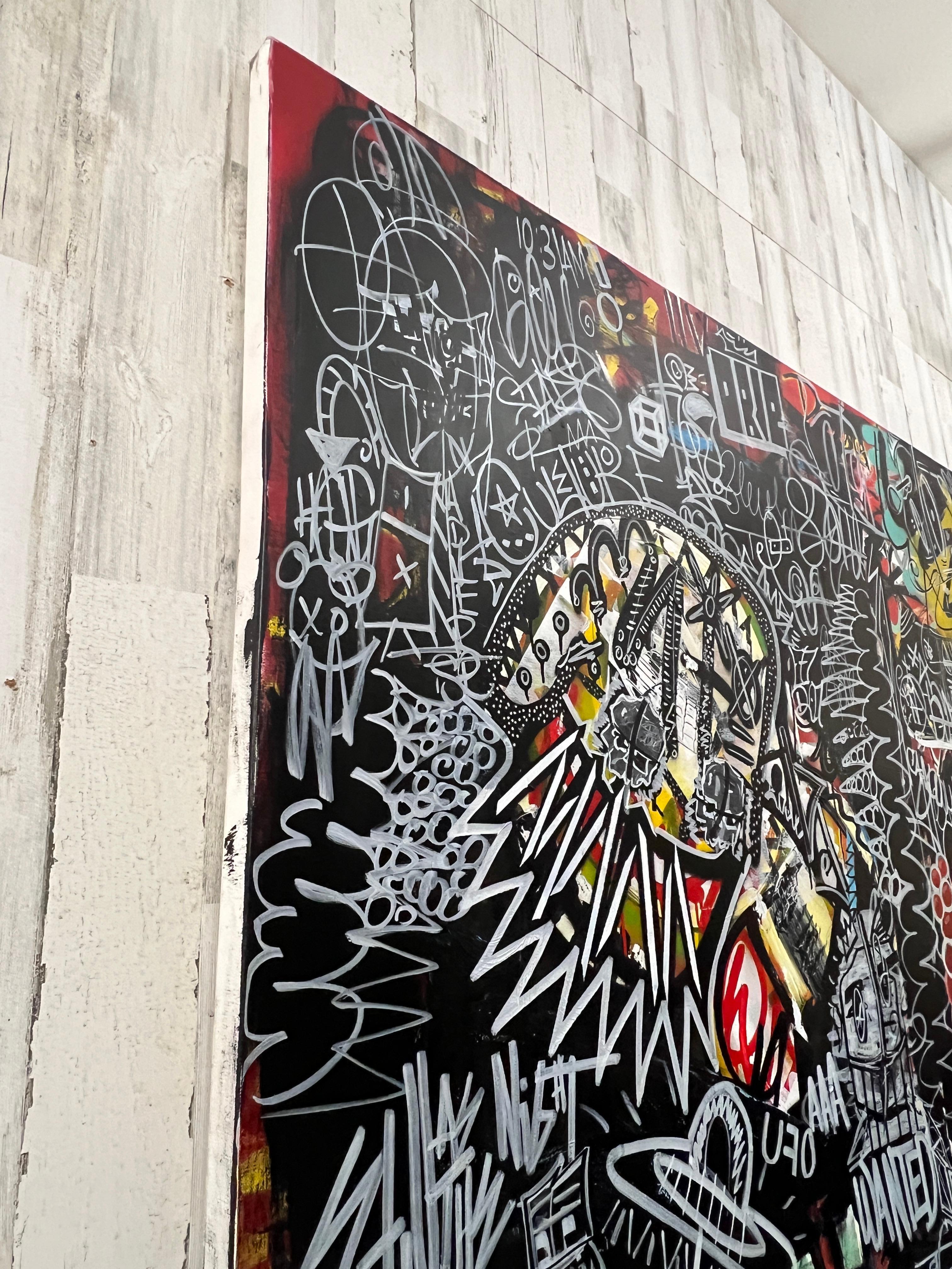 Contemporary Oversized Graffiti Art on Canvas 