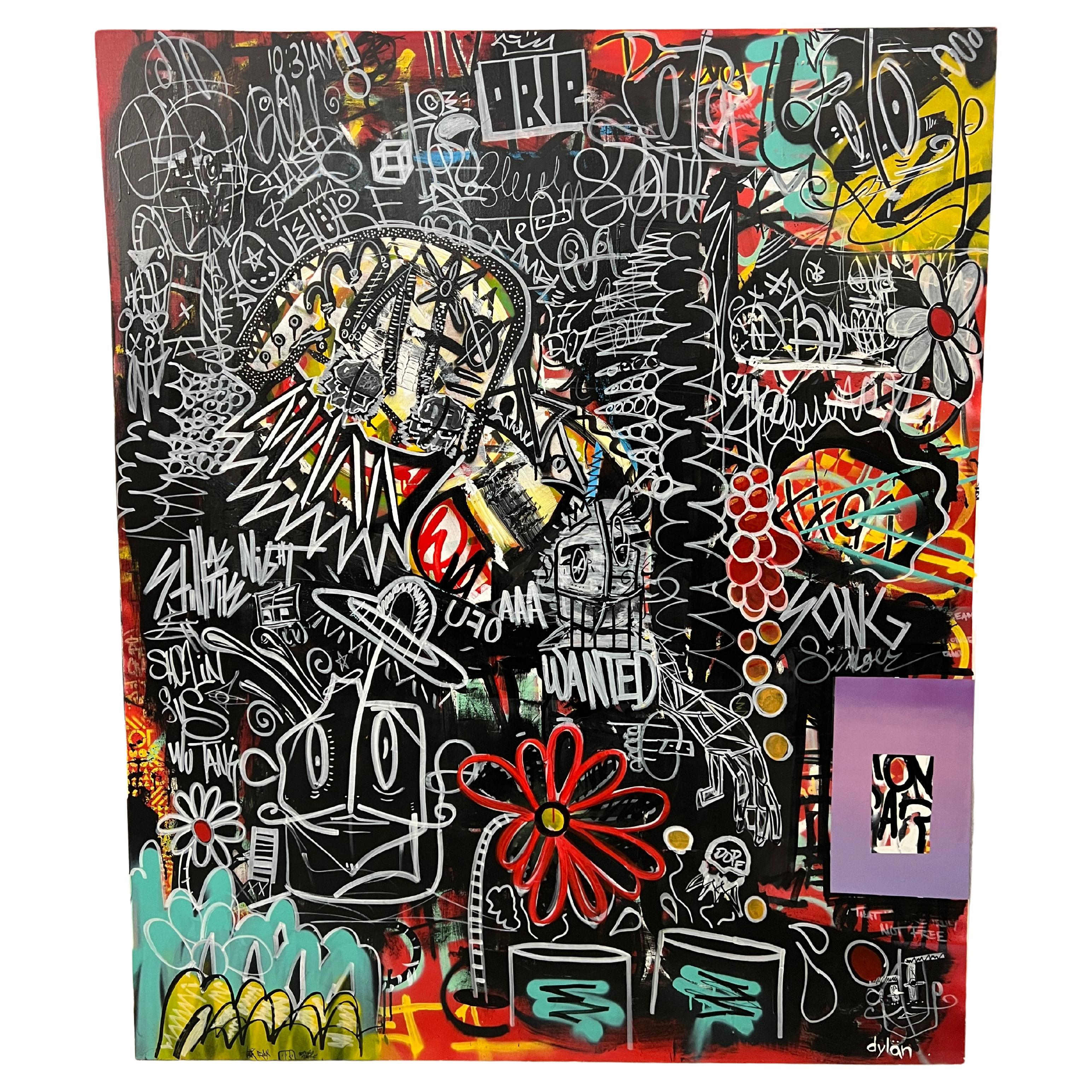 Oversized Graffiti Art on Canvas "Still as the Night" by Dylan For Sale