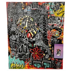 Übergroße Graffiti-Kunst auf Leinwand „Still als die Nacht“ von Dylan