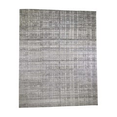 Oversized Gray Hand Spun Undyed Natural Wool Modern Hand Knotted Rug