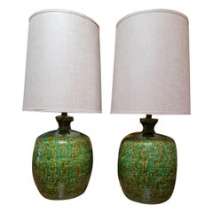 Retro Oversized Green Ceramic Table Lamps