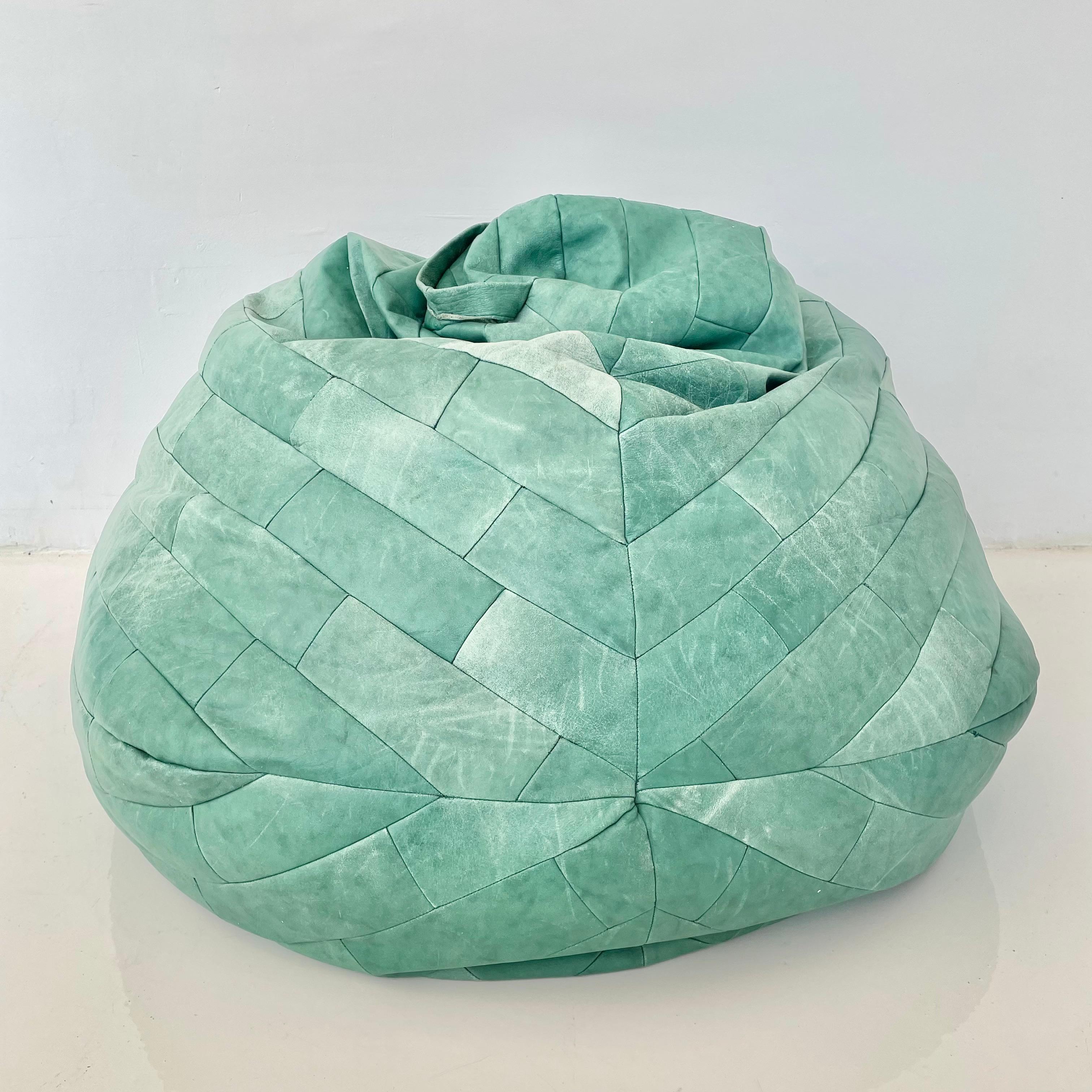 Late 20th Century  Green Patchwork Leather Bean Bag