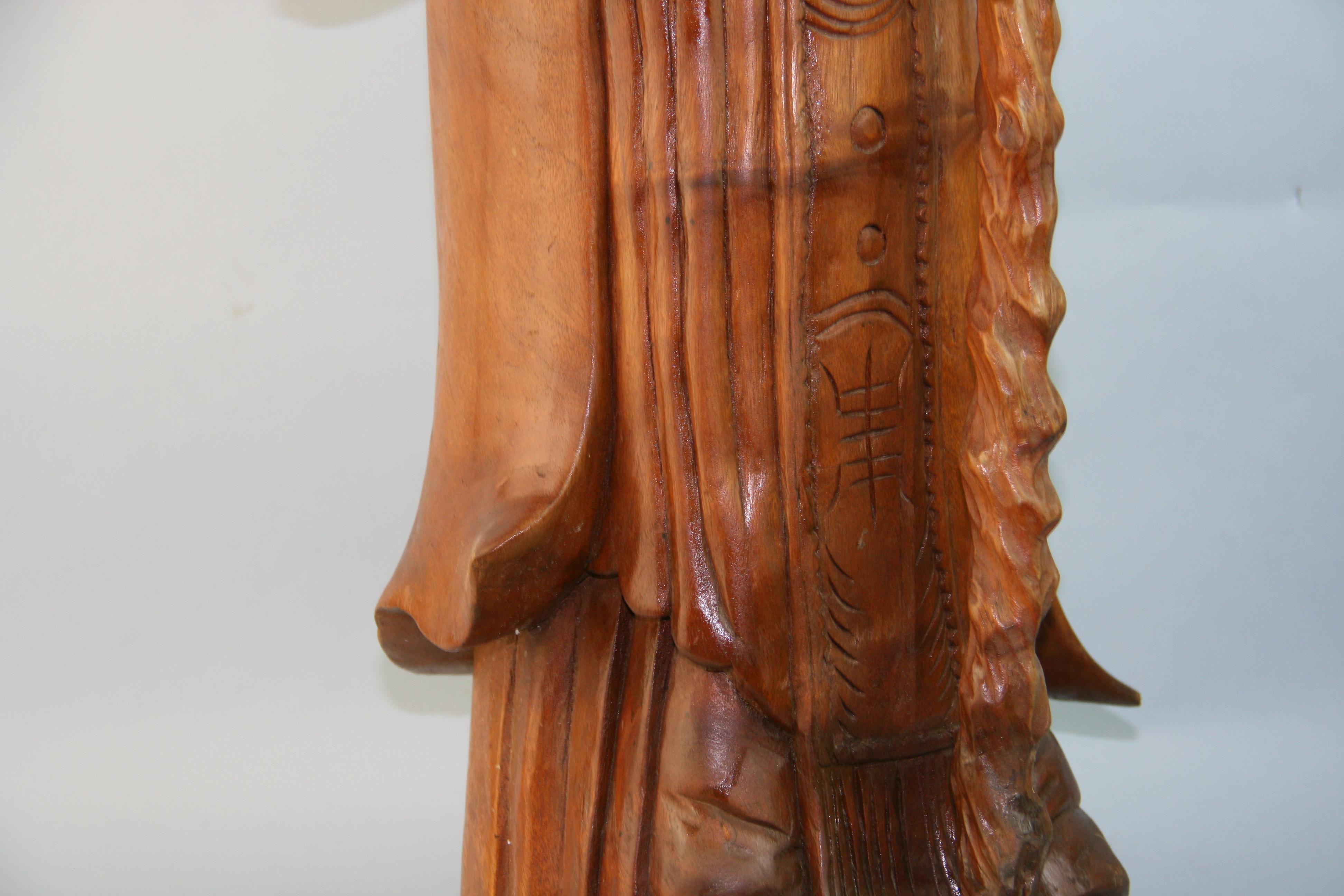 Japanese Oversized Wise Buddha Hand Carved Boxwood Sculpture Early 20th Century For Sale 2