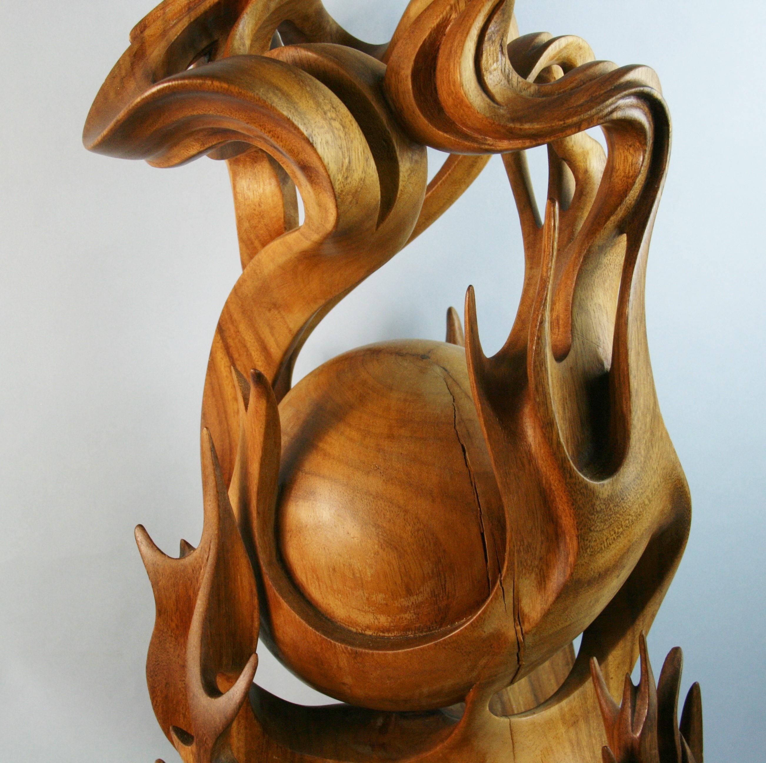 Oversized Hand Carved Wings Over The World Bird Sculpture For Sale 14