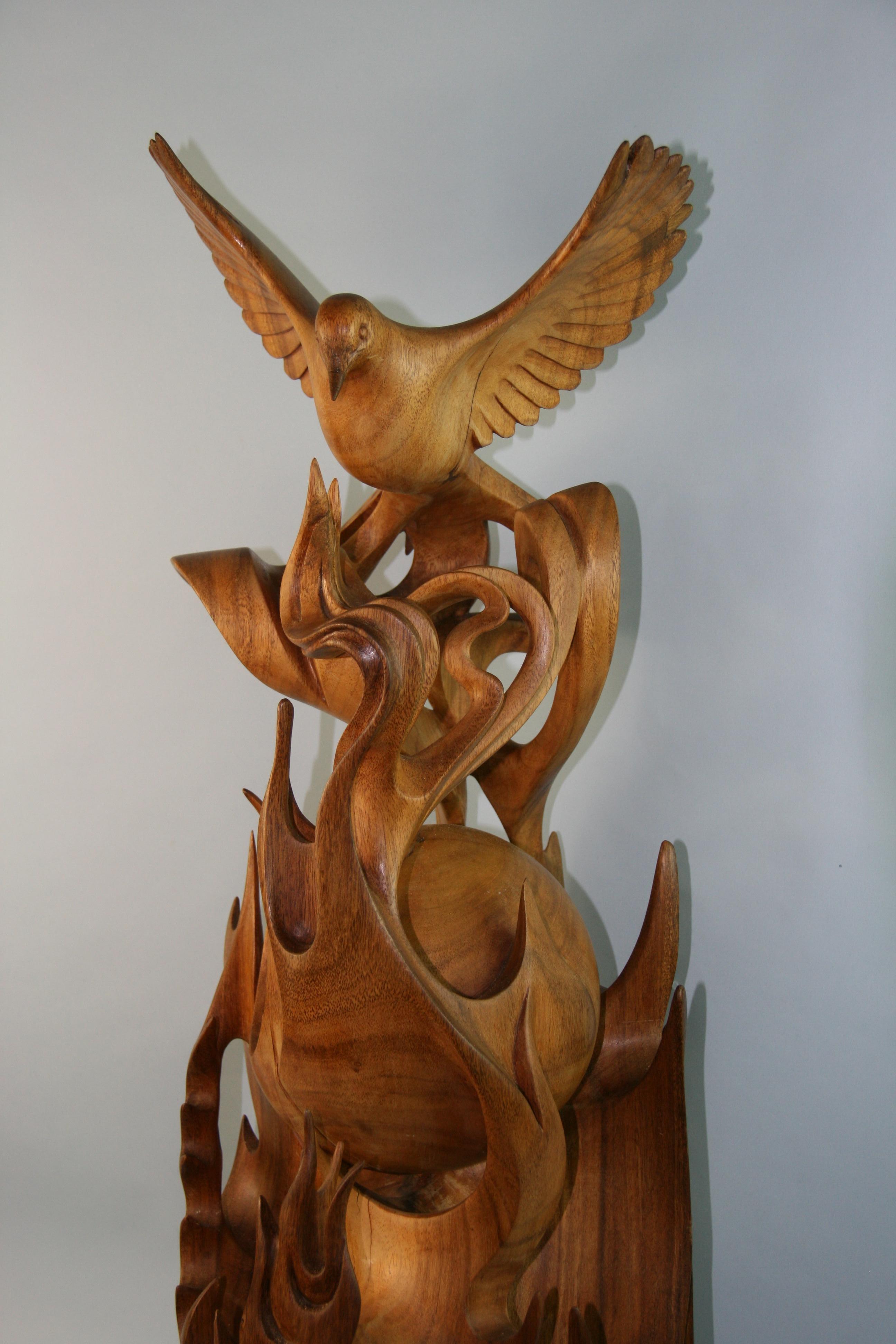 Hand-Carved Oversized Hand Carved Wings Over The World Bird Sculpture For Sale