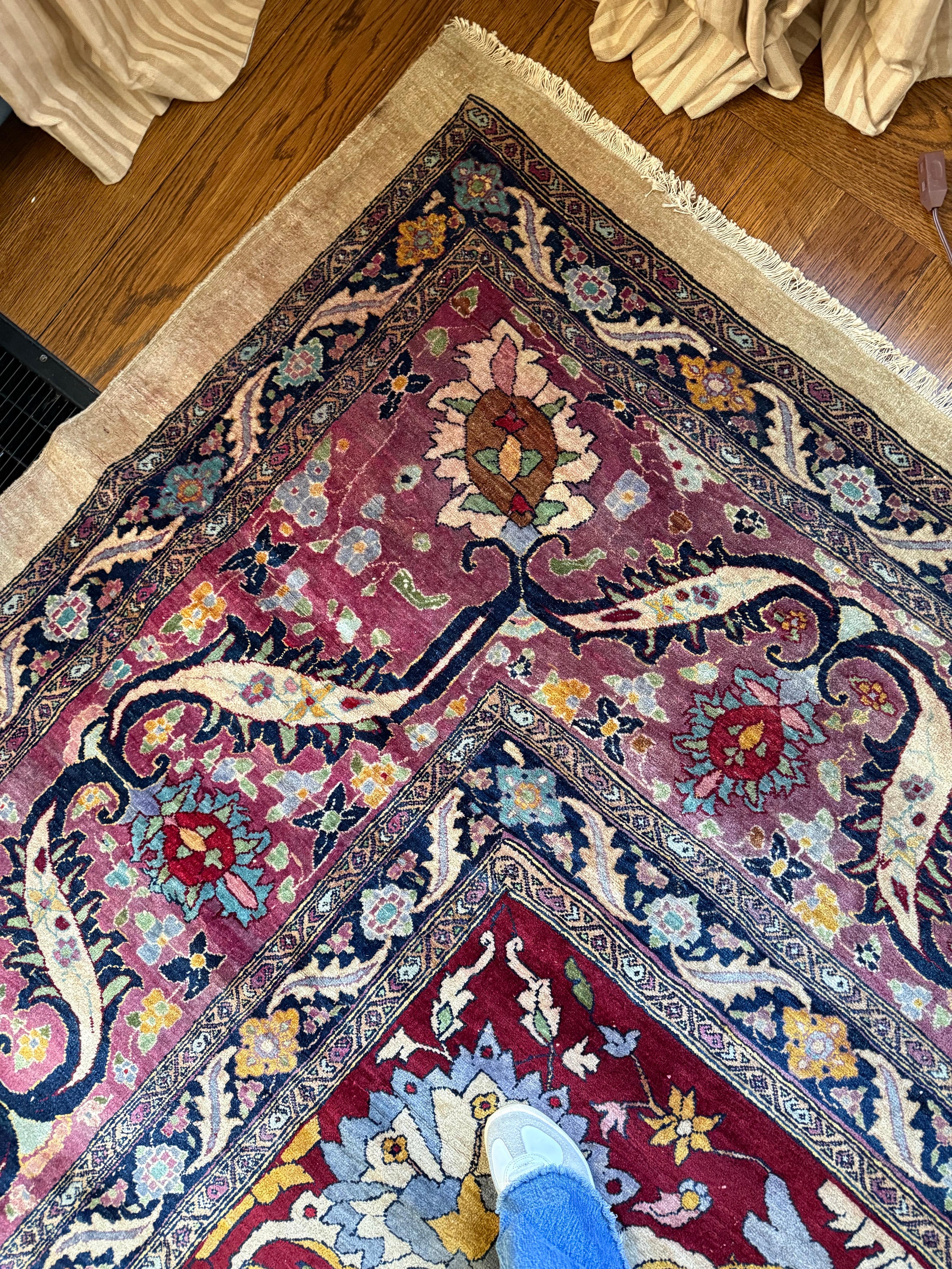 Übergroße handgeknüpfte Agra Elfenbein Lavendel rot Medaillon Teppich 23,9FT durch 16,7FT im Angebot 9