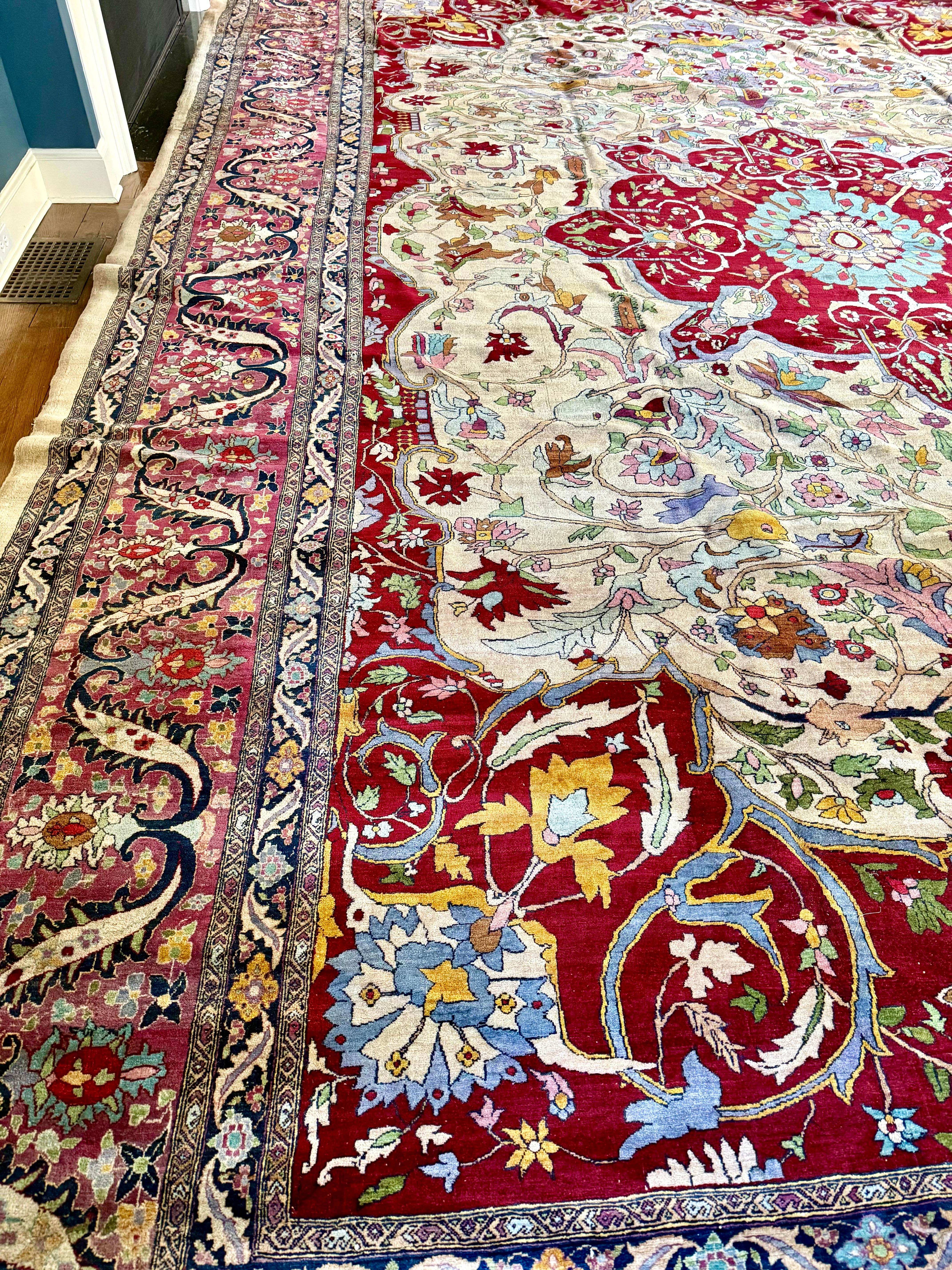 Übergroße handgeknüpfte Agra Elfenbein Lavendel rot Medaillon Teppich 23,9FT durch 16,7FT (Wolle) im Angebot
