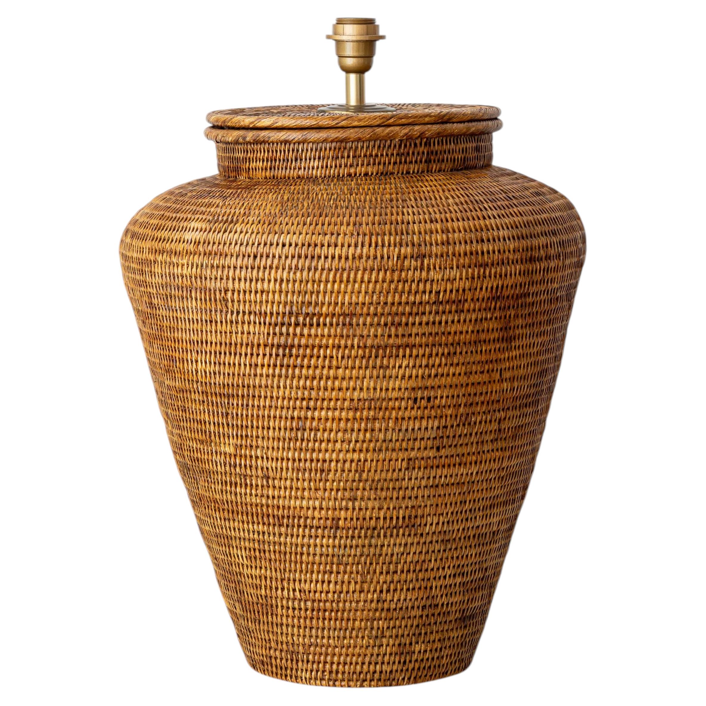 Oversized Hand-Woven Rattan Table or Floor Lamp, Burma/Myanmar, 1980s