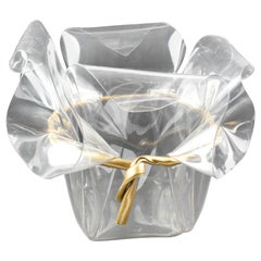 Oversized Handkerchief Lucite Planter Vase with Gilt Bow